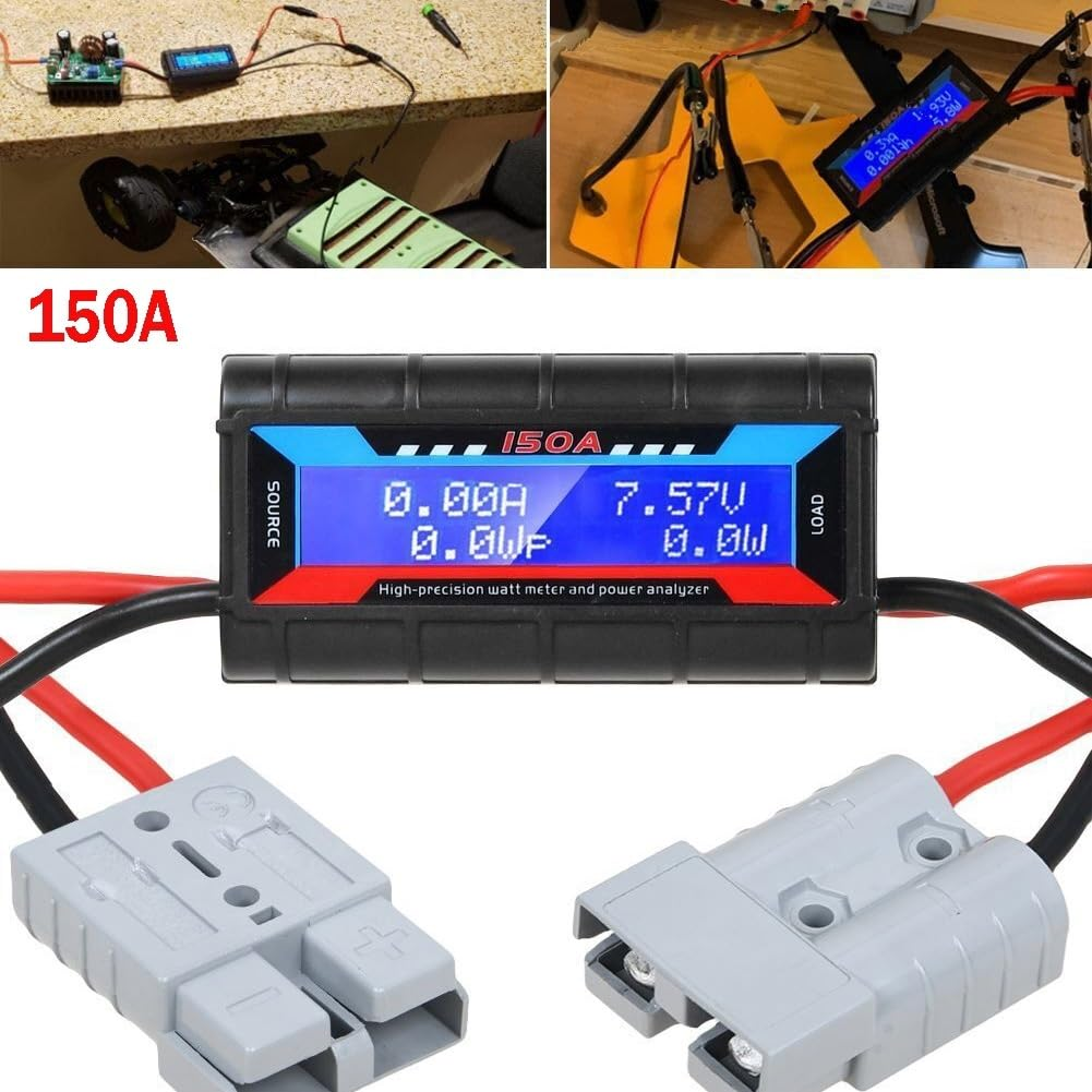 1 PCS 150A LCD Digital Amp Watt Meter Power Analyser Black Plastic Car Accessories Solar Caravan Meter for Anderson Plug Tool image number 2
