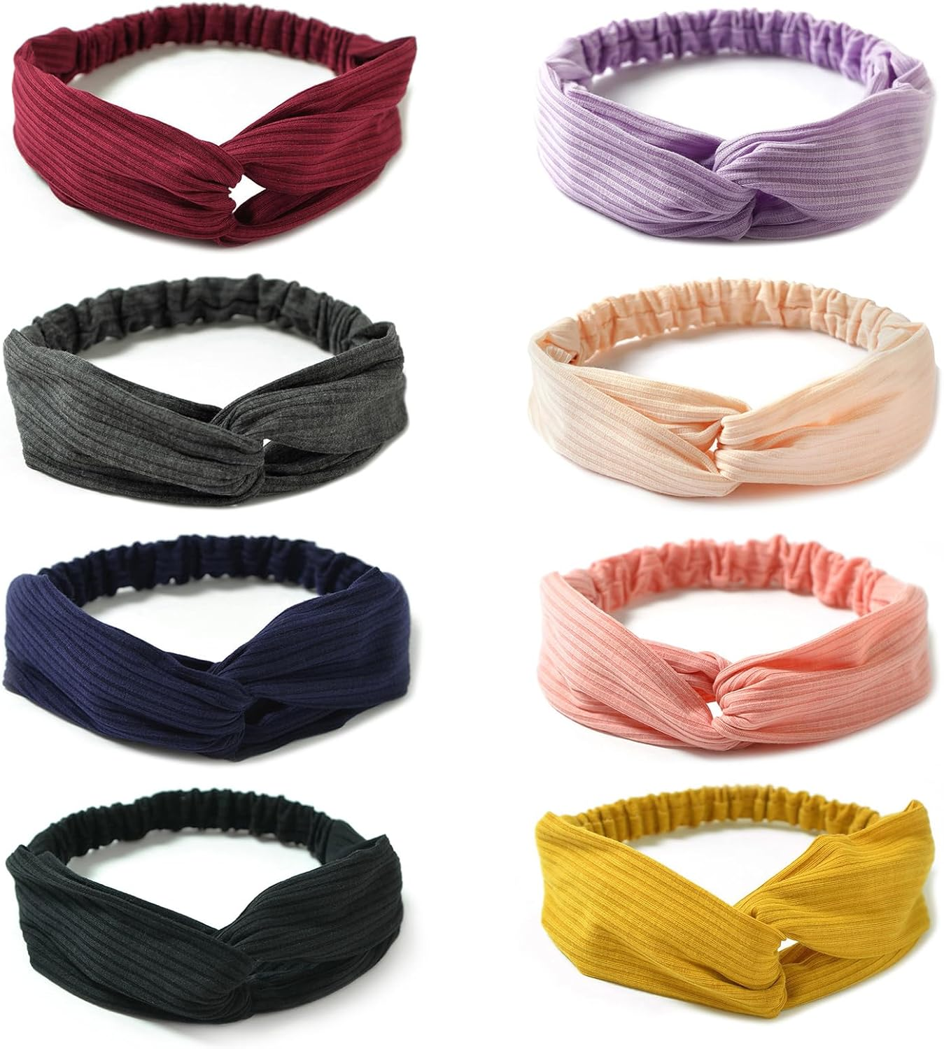 AQOKKA Headbands for Women Criss Cross Vintage Head Wrap Boho Headband Elastic Hair Accessories 8 Pack