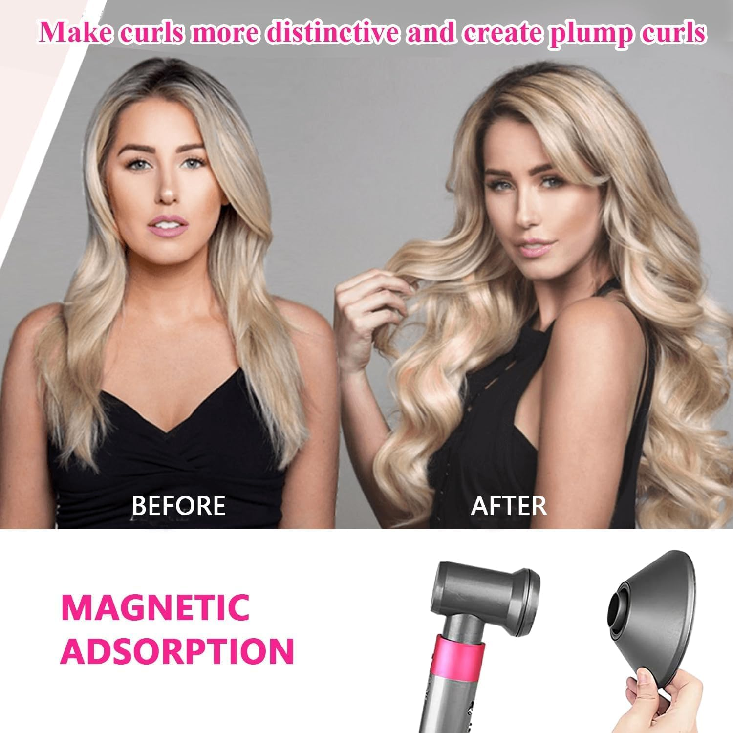 3 PCS Universal Attachment for Dyson Hair Dryer, Professional Styling Tool for Dyson Airwrap Styler HS01 HD08, Contains Adapter, Hair Dryer Diffuser Nozzle and Anti-Flying Nozzle image number 4