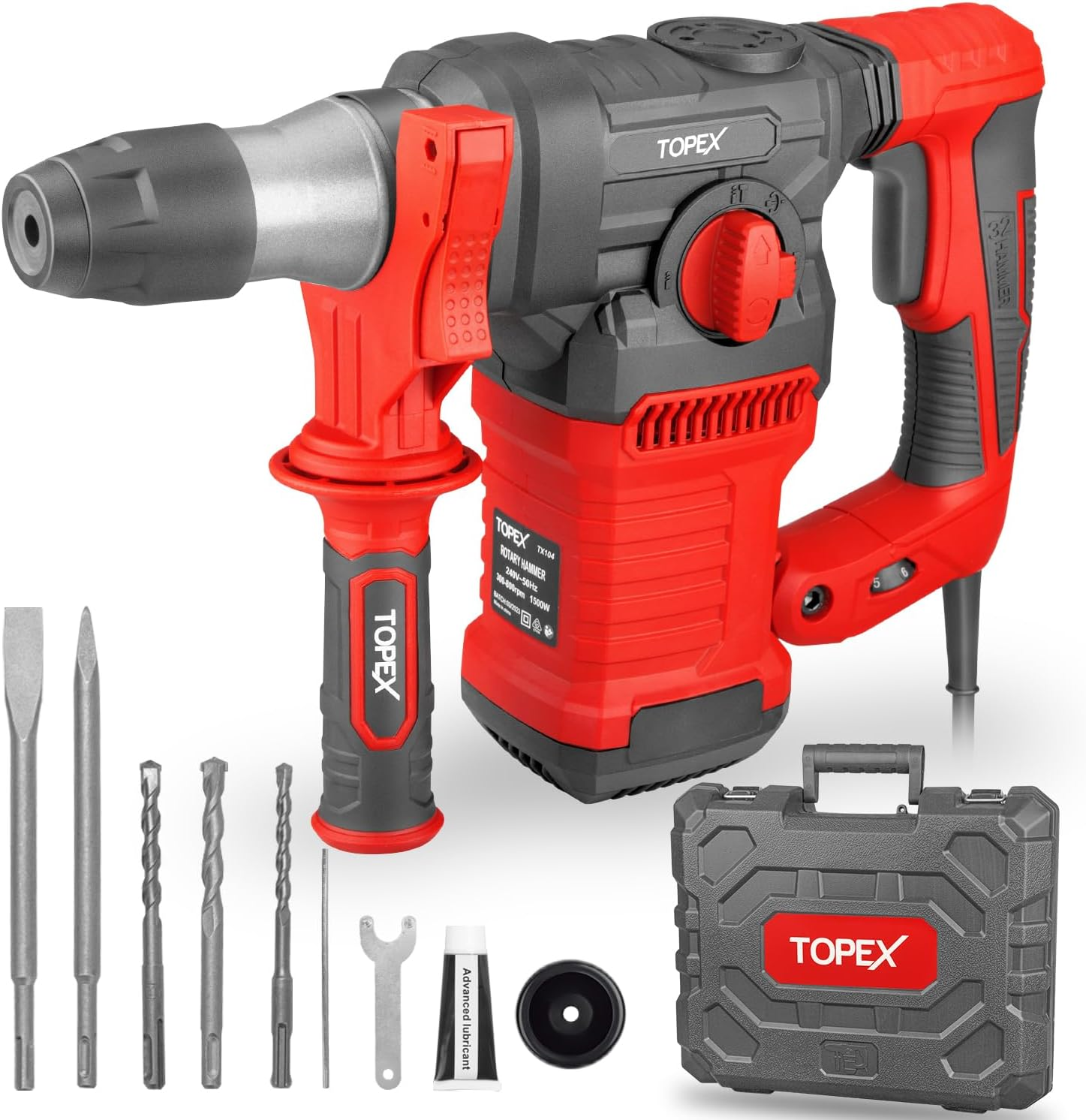 TOPEX 1500W SDS plus Rotary Hammer Drill Havey Duty Impact Hammer image number 3
