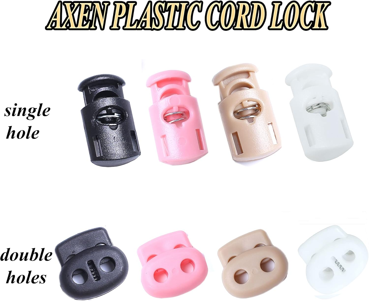 AXEN 30PCS Plastic Cord Locks End Spring Stopper, Fastener Toggles for Shoelaces, Drawstrings, Paracord, Bags, Clothing, and More image number 2
