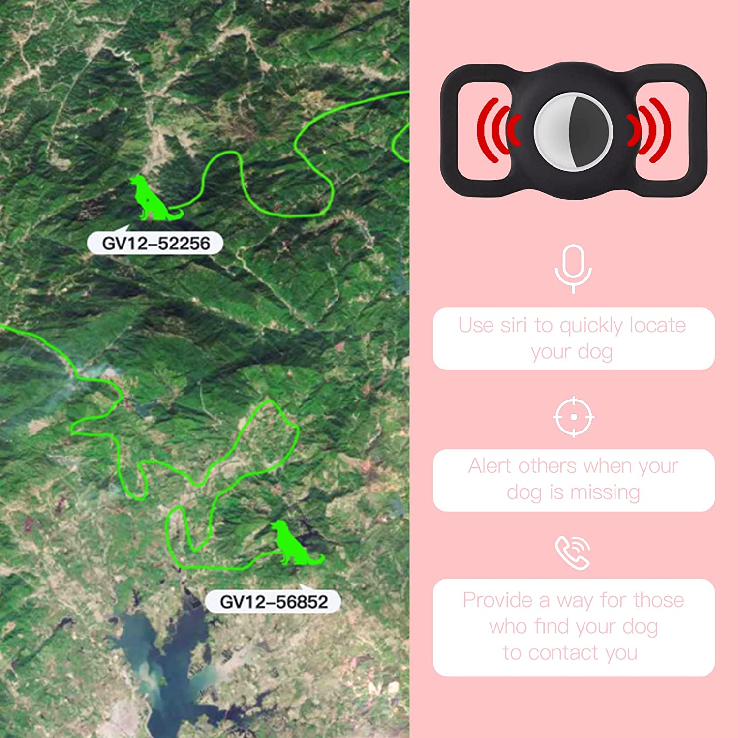 Puppydoggy 2 Pack Silicone Dog Collar Tag Holder Suitable for Airtag, Dog Cat Tracker Case Waterproof, Scratch-Resistant, Anti-Lost & 1 Pack Keychain Holder Case for Bag, Suitcase (Small, Black) image number 4