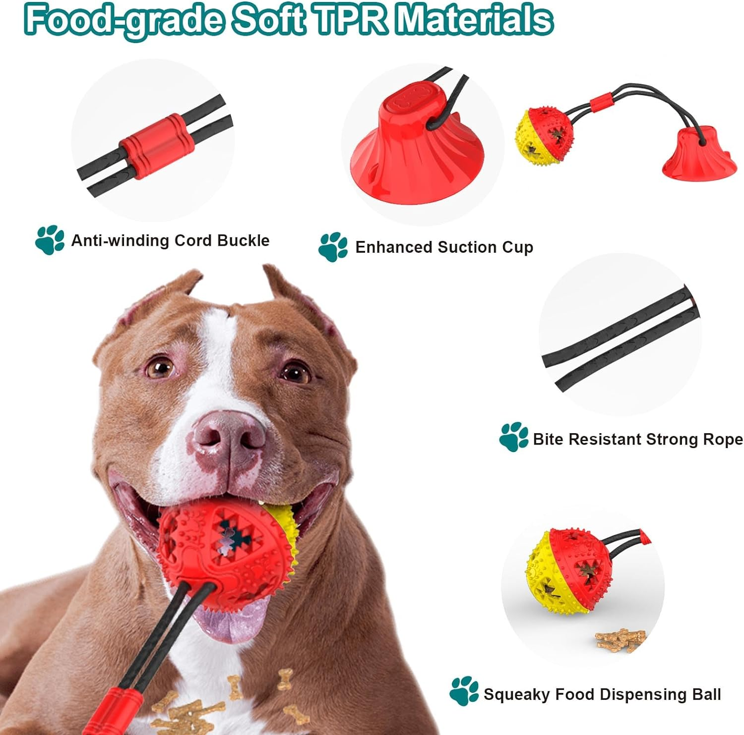 Coolplay Dog Toys, Dog Chew Toys for Aggressive Chewers, Puppy Dog Training Treats Teething Rope Toys, Dog Ball Toys image number 2