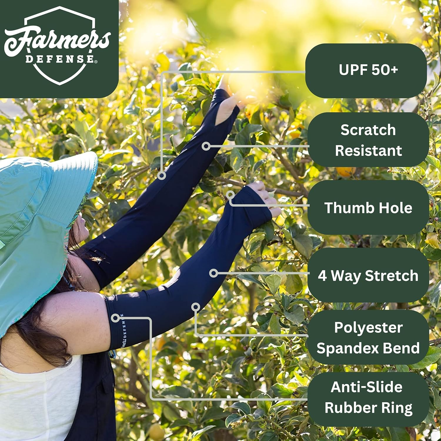 FARMER'S DEFENSE Sleeves: Anti-Scratch Sleeve for Skin & UV Sun Protection - for Gardening Harvesting Sports Outdoors -Unisex