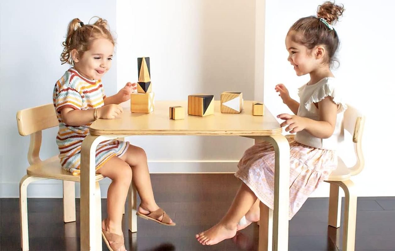 Babyhood Baby Scandi Playing Table and Chairs Set, Natural (3 Piece) image number 1