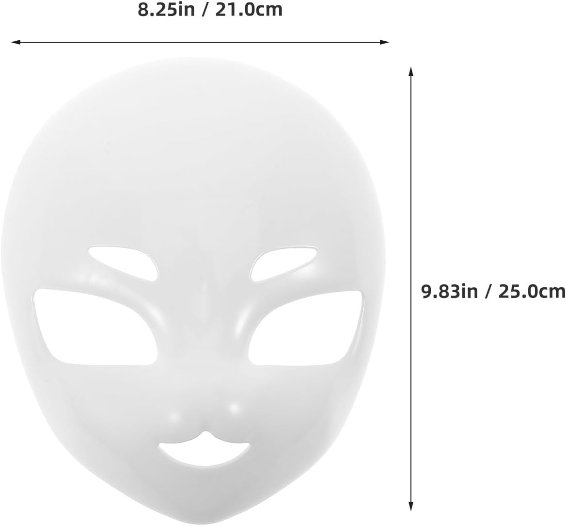 Holibanna Full Face White Plastic Mask Versatile Masquerade Halloween Costume Accessory Design with Detailing for Cosplay Events and Parties