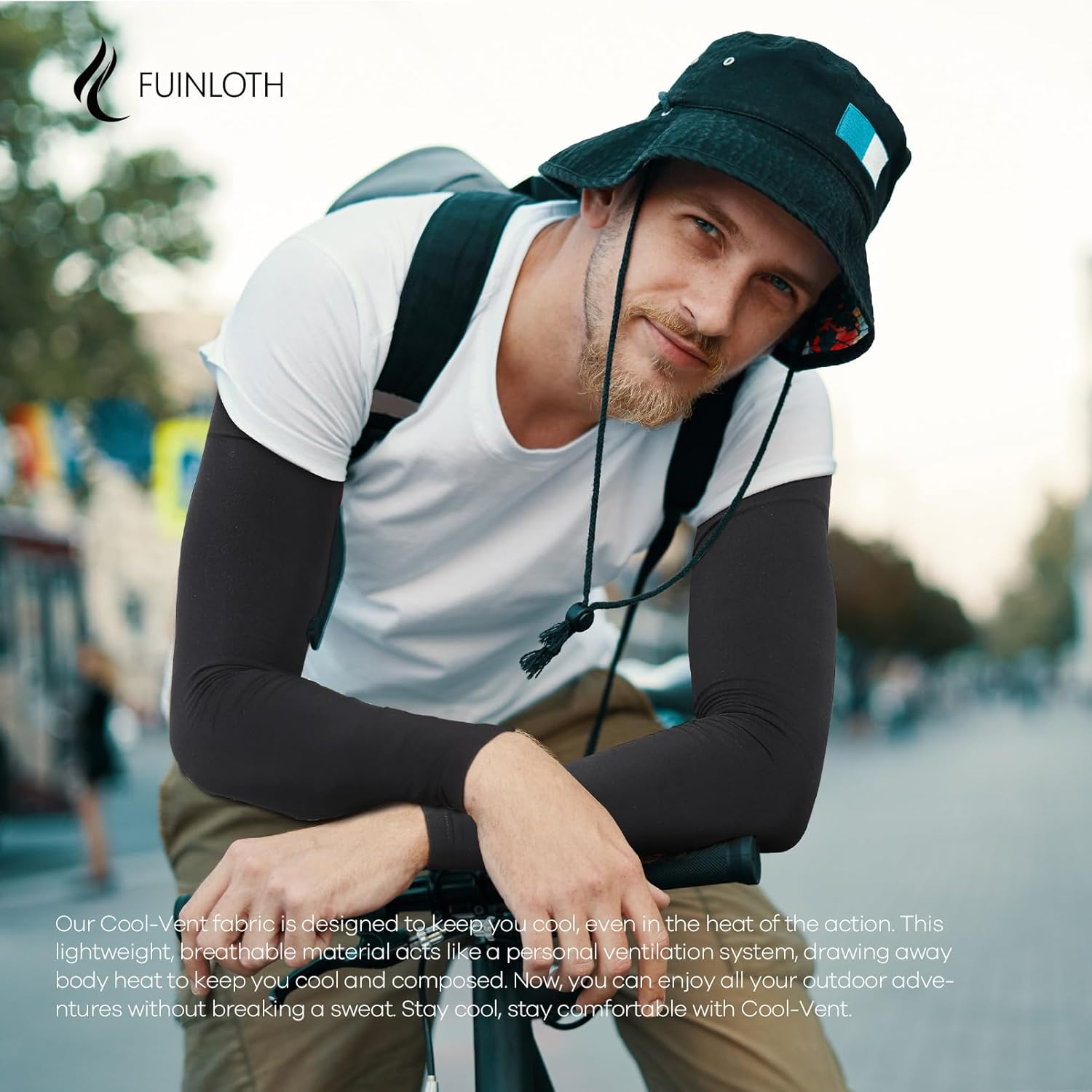 Fuinloth Arm Sleeves, Cooling UV Sun Protection Sports Gaming Compression for Men/Women - 2 Pairs - 2 Black image number 5