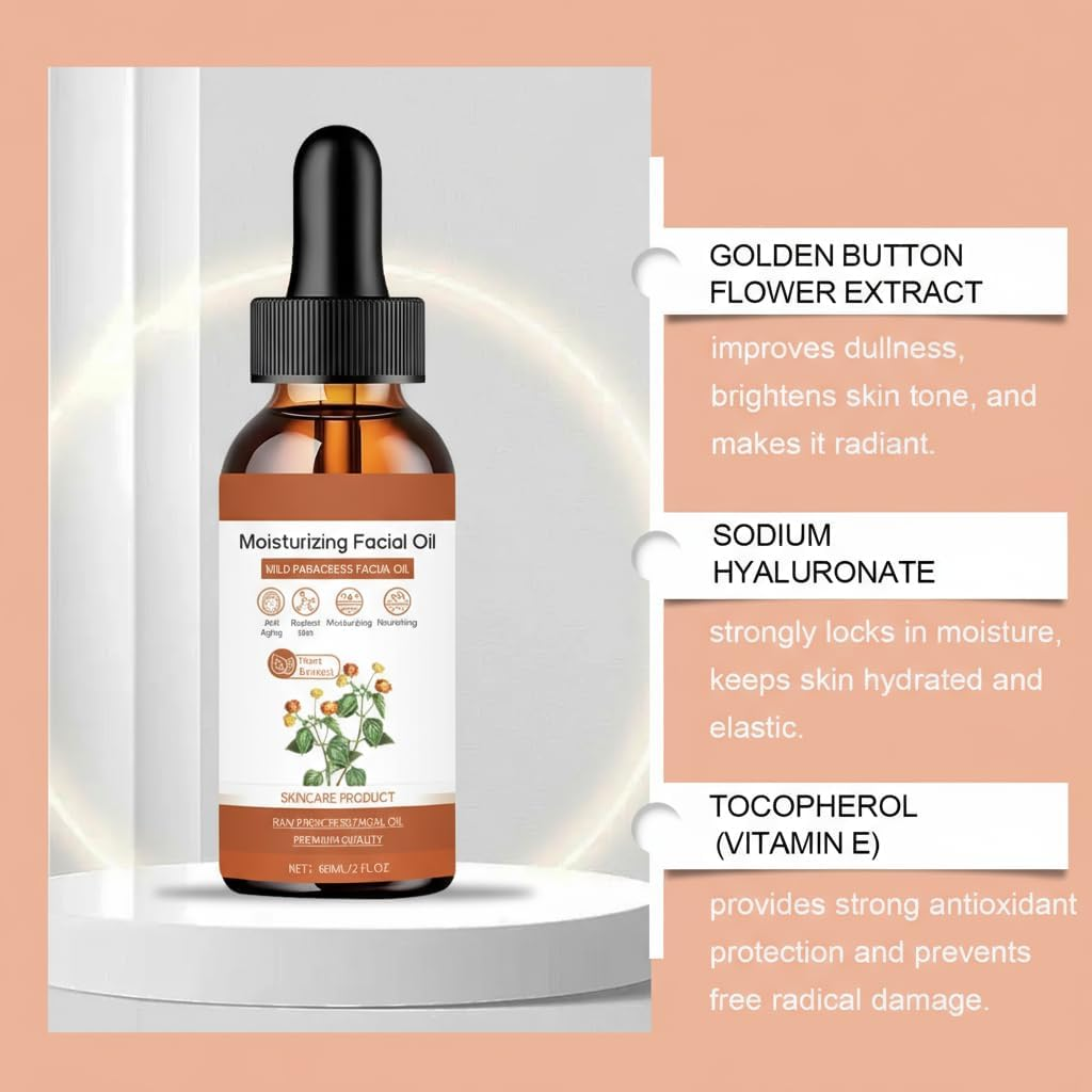 100% Organic Facial Oil, Anti-Aging Moisturizing Essential Oil for Wrinkle Reduction Firming Brightening & Smooth Fine Lines - Natural Face Serum for All Skin Types, Hydration & Skin Glow (2PCS) image number 3