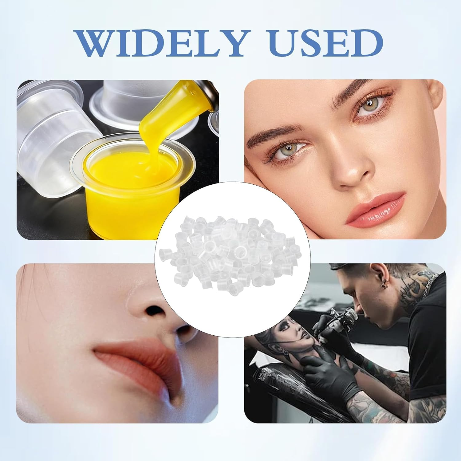 100 Pcs Large Tattoo Ink Caps, Disposable Tattoo Pigment Ink Cups, 15*13MM Transparent Microblading Tattoo Pigment Ink Holders, Plastic Ink Containers for Tattoo Art Painting Graffiti Pottery (Large) image number 5