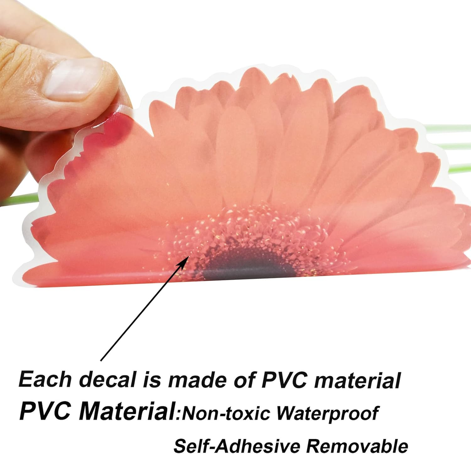 Maydahui 2 Sheets Gerbera Daisy Flowers Wall Decal 3D Floral Butterfly Wall Stickers (30*37 Inch) Peel & Stick Removable Modern Art Mural Decor for Kitchen Kids Bedroom Living Room( Pink,Red,Yellow,Orange) image number 3