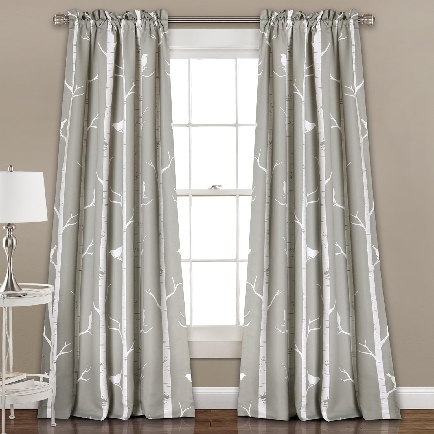 Lush Decor 16T000562 Bird on the Tree Room Darkening Window Panel Curtain Set, 84" X 52", Navy