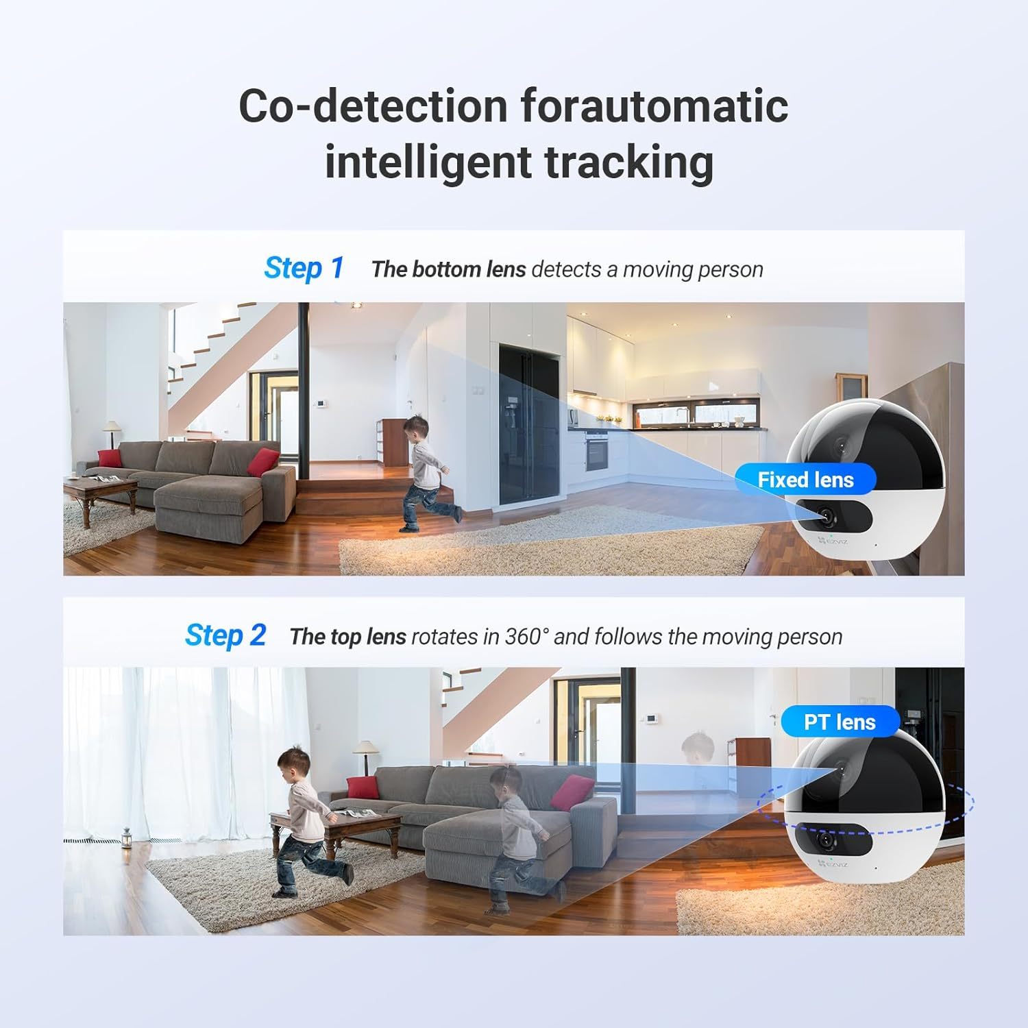 EZVIZ Dual-Lens 2K+ Indoor Security Camera, Dual Band, 10M Colour Night Vision, 360&deg; Pan Tilt, Human/Pet Detection, Auto Tracking, Two Way Calling, Patrol Mode, Alarm, Alexa & Google Control (C7) image number 1