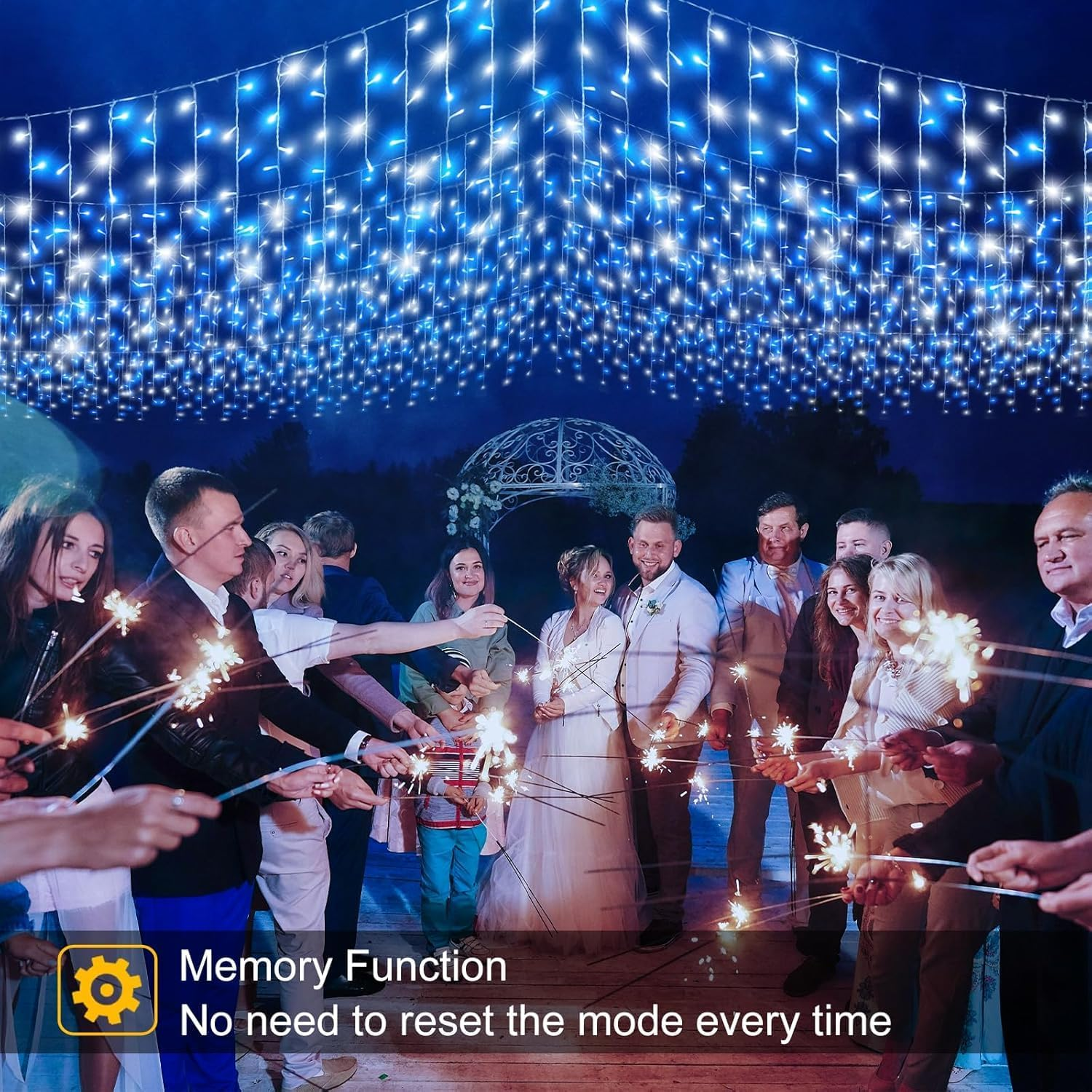 Icicle Christmas Lights Outdoor,400Led Icicle Light outside 10M Christmas String Lights Plug in LED Christmas Lights Waterproof Twinkle Lights Indoor Fairy Light Blue House Decor Christmas Decorations image number 3