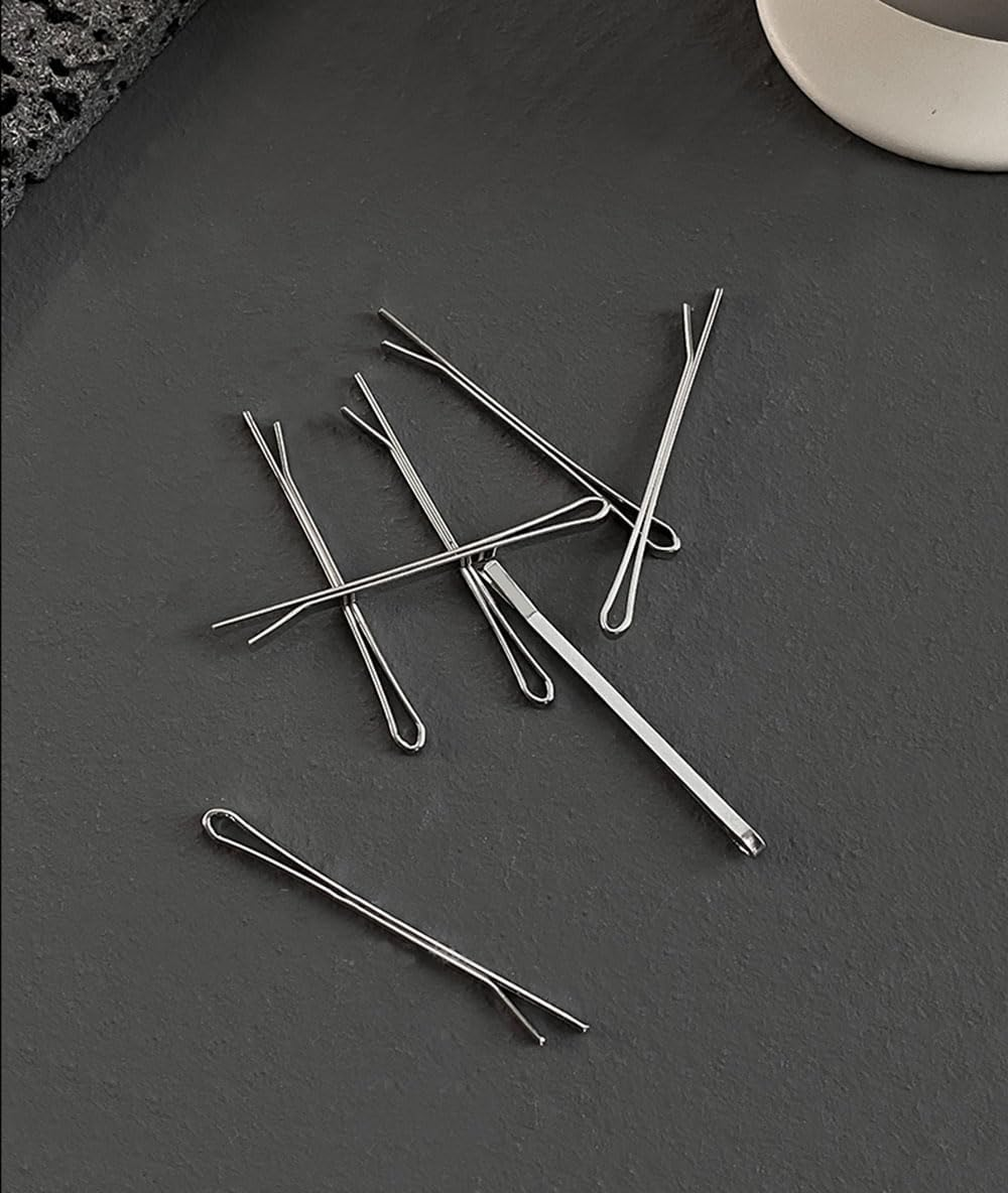 12Pcs Silver Bobby Pins, Metal Hair Pins Kit Hair Clips Flat Bobby Pins Simple Hairpins Hair Accessories for Women Thick Long Hair Style image number 6