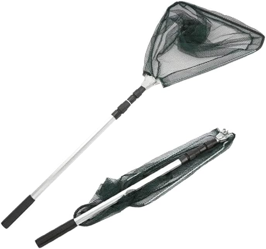 AIMALL Foldable Telescopic Fishing Net, 22"-67" Extendable Pole with Knotless Mesh, Lightweight Aluminum Frame, and Triangular Design for Landing Fish image number 1