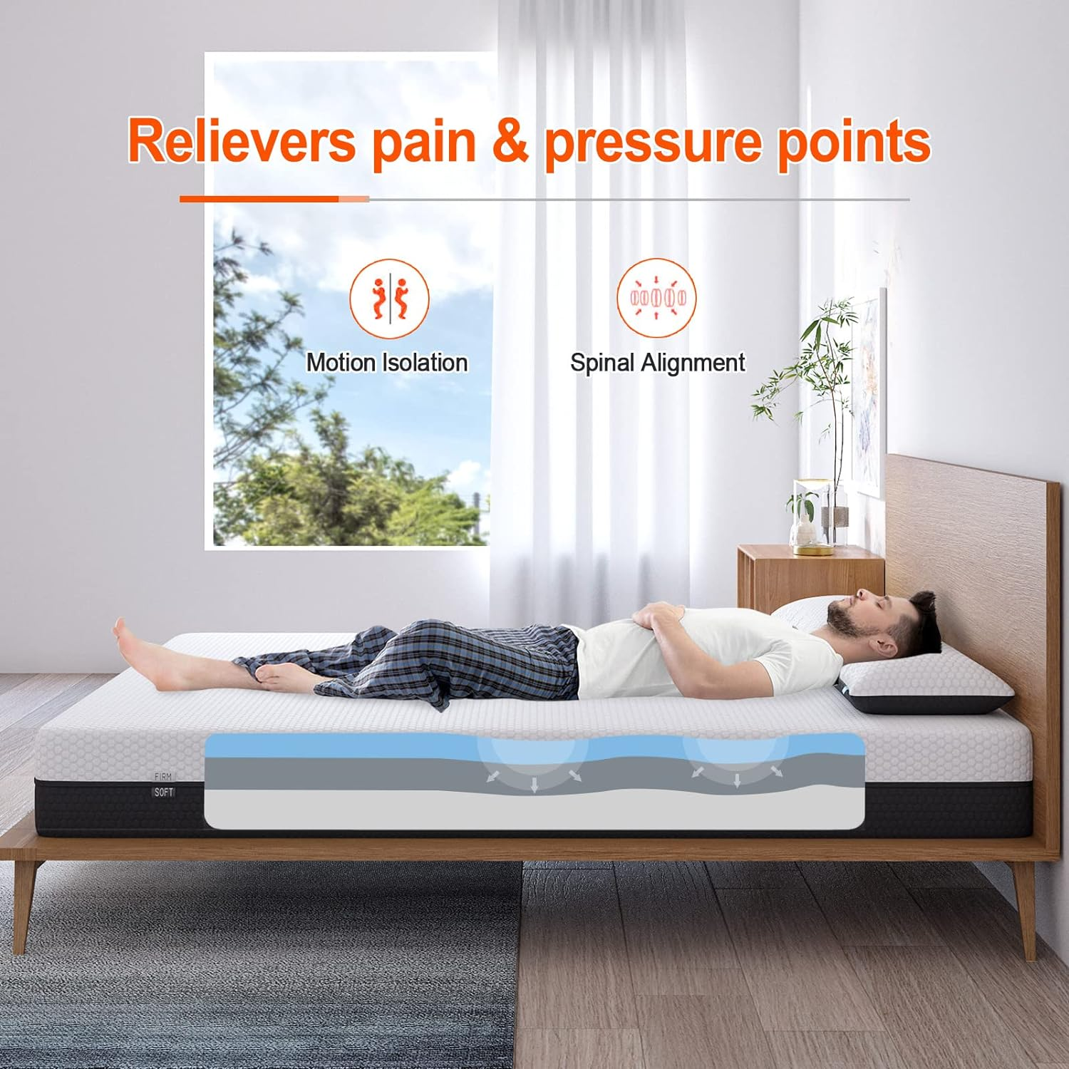 Duchess Single Gel Memory Foam Mattress Natural Cooling Technology Thermal Gel Three-Layer Soft and Firm Two Sided Flippable Firm & Medium Soft Comfort Bonus 1 Pillow image number 2