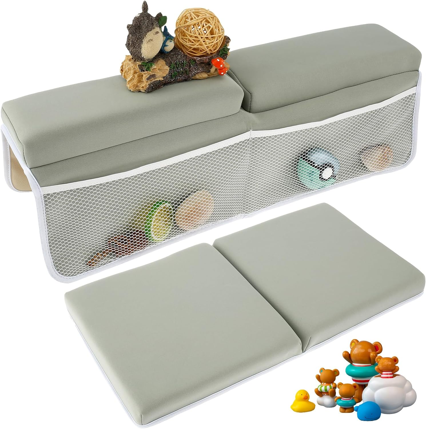 Bath Kneeler and Elbow Rest Pad Set, Comfortable Foam Thickest Bathtub Kneeler Pad with 4 Organizer Pockets, Anti-Slip Bath Tub Elbow Pad, Washable Baby Bath Cushion Bath Kneeling Pad for Bathroom image number 4
