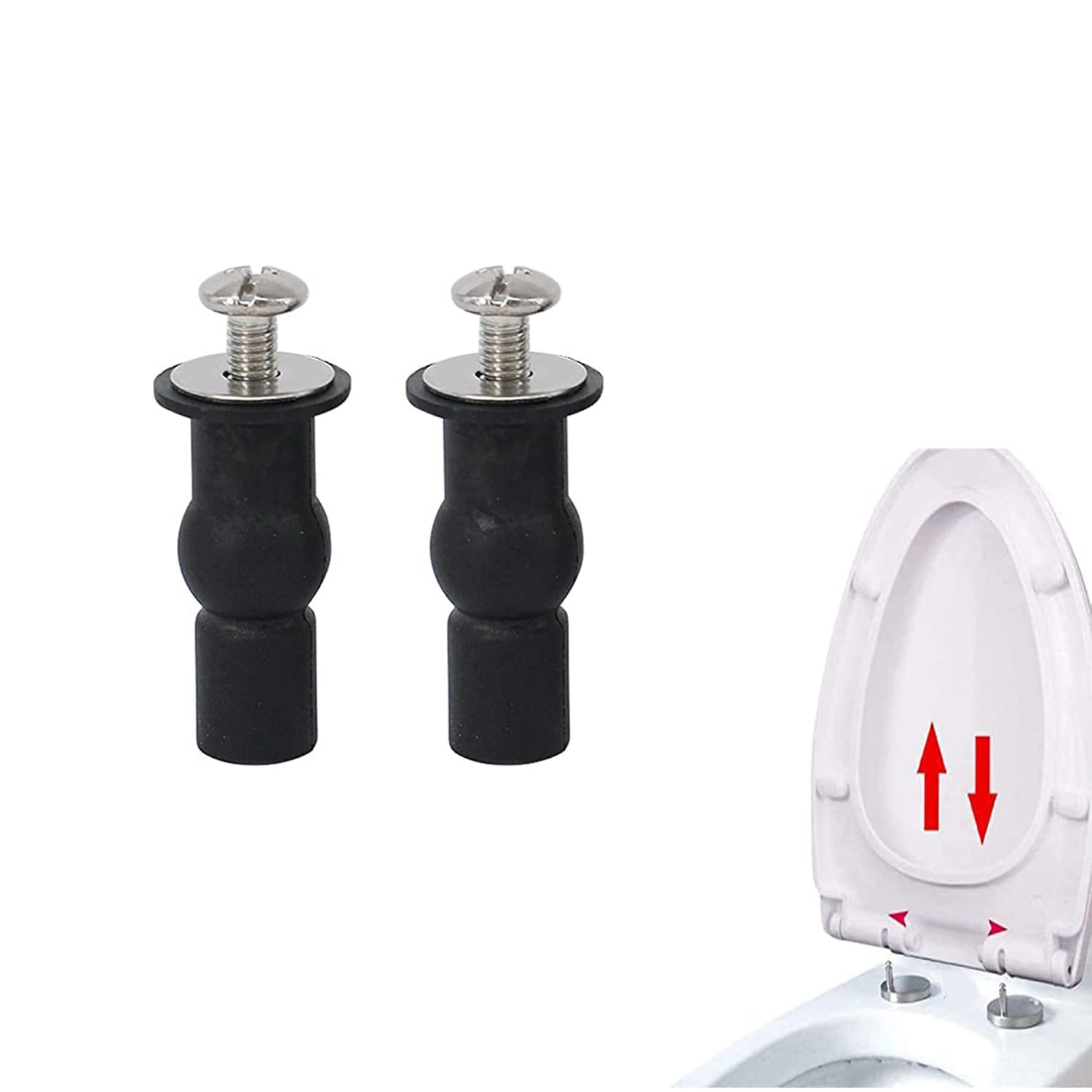 2Pcs Universal Toilet Seat Hinges Screws, Toilet Seat Top Fixing Expanding Rubber Nuts Screws, Toilet Seat Replacement Part Blind Hole Fitting, Toilet Seat Bolts Kit Compatible, Mount Device image number 2
