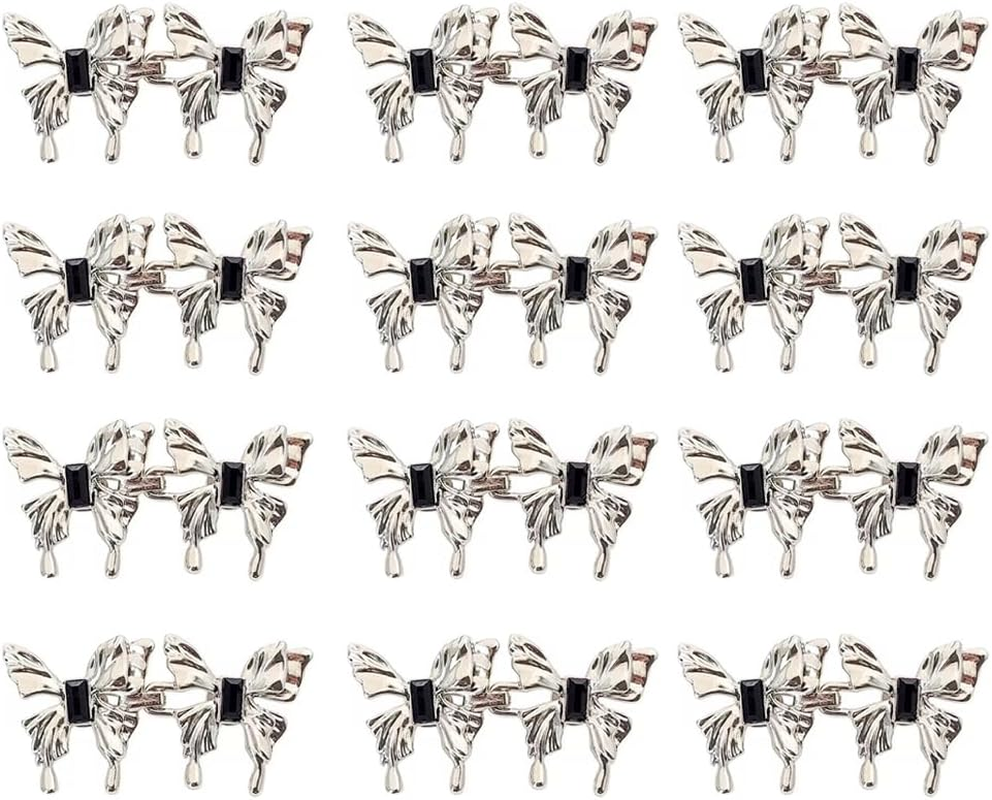 12Pcs Butterfly Jeans Waist Tightener,No Sewing Detachable Required Pant Buttons Pins,Butterfly Shape Pant Waist Tightener Jean Button Pins,Pants Button Tightener Pants Tightener for WAIS (Silvery)