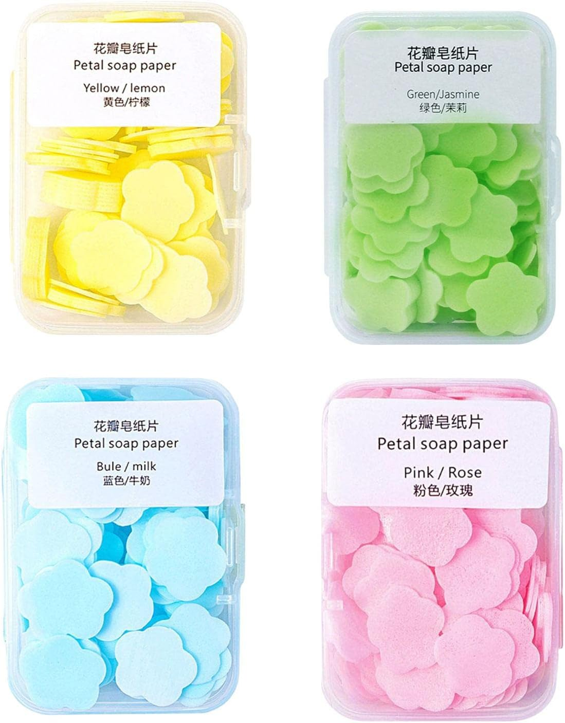 Harayaa 400X Small Portable Soap Sheets, Disposable Flower Petal Soap Flakes Travel Supplies Hand Soap Paper Sheets for Outdoor Children and Adults, Mixed Color image number 1