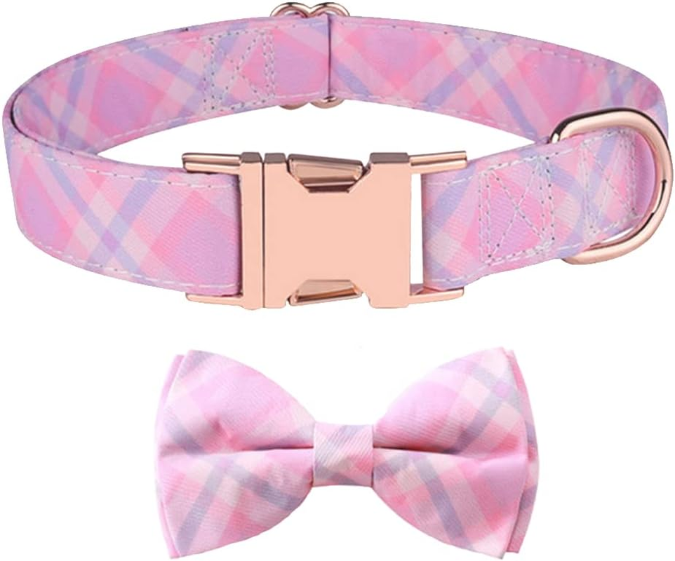 Dog Collar and Cat Collar with Bowtie, Adjustable Bow Tie Dog Collar with Safety Locking Buckle, Soft & Comfy Bowtie Dog Collar for Gift