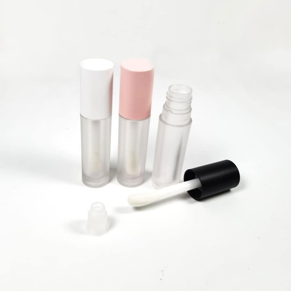 COSIDEA 24 Pcs Empty 5Ml Big Brush Frosted Lip Gloss Tube White round Lipgloss Tubes Container with Big Doe Foot Wand image number 3