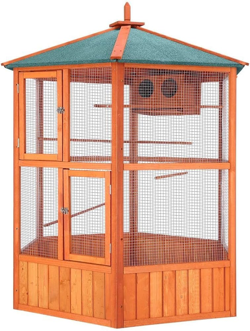140X140X160Cm Bird Cage Aviary Wooden Coop Animal Enclosure Parrot Budgie House XL Size image number 4