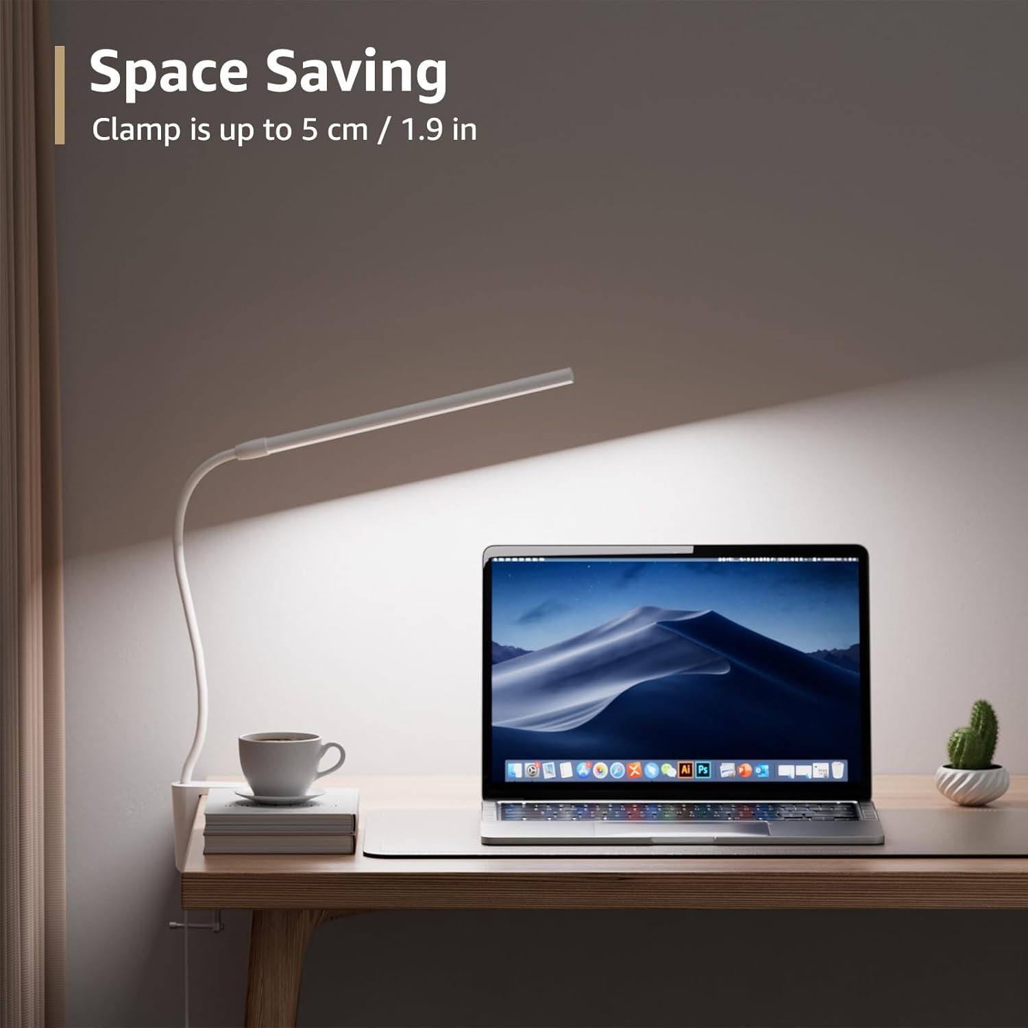 LED Desk Lamp with Clamp, 3 Color Modes 10 Brightness, Eye-Caring Clip on Desk Lamp, Adjustable Long Flexible Gooseneck Table Light for Bed Headboard, Home Office, Computer (White) image number 2