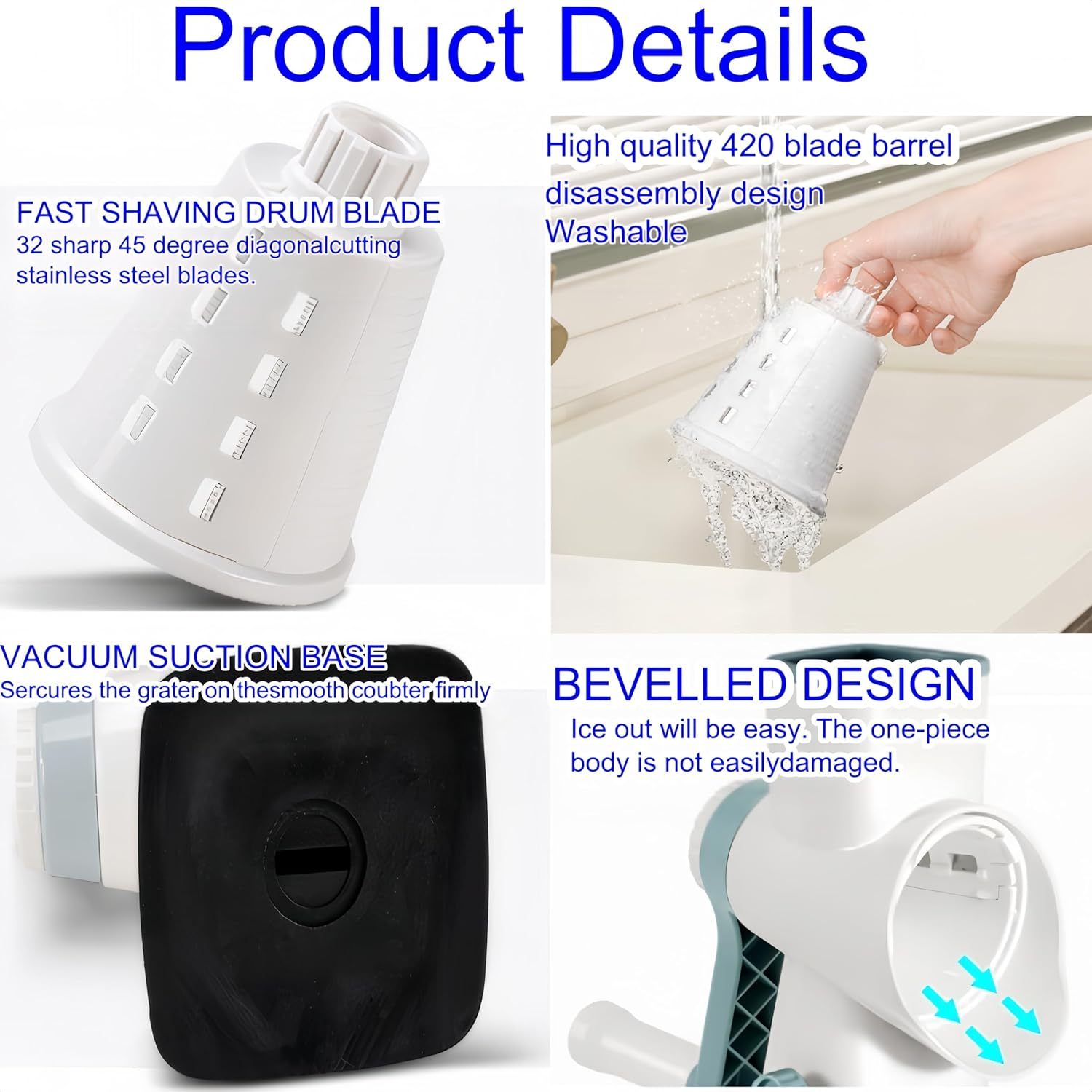 Ice Crusher Shaved Ice Machine with Handle Ice Maker Machine for Home with Suction Feet image number 4