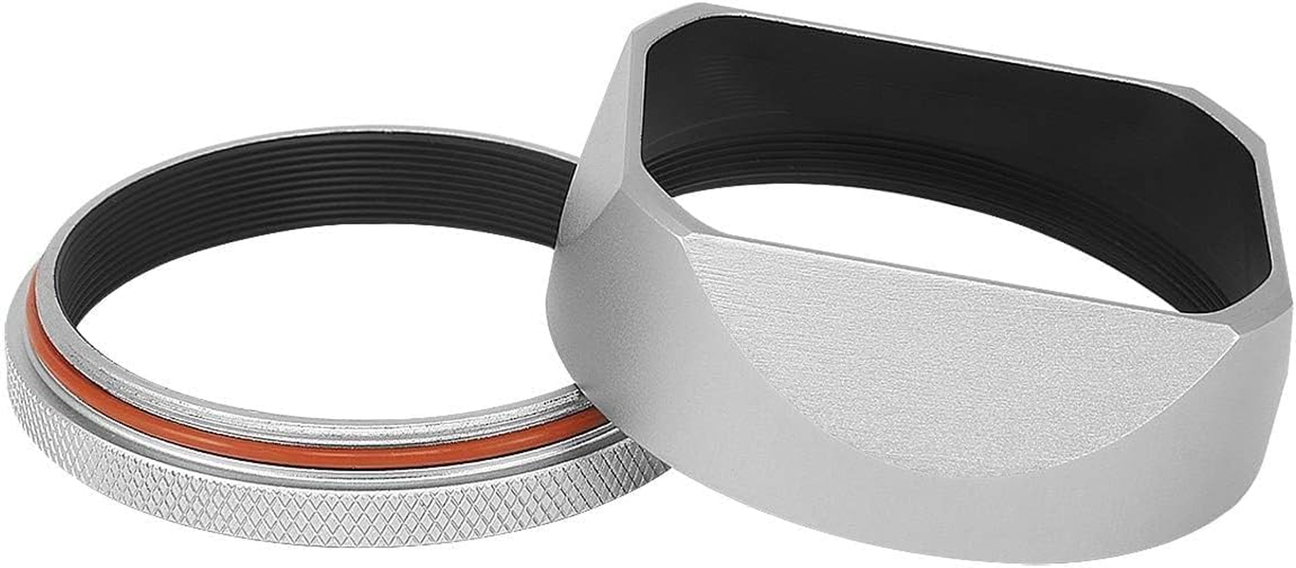 Haoge LH-X54W Square Metal Lens Hood Shade with 49Mm Adapter Ring for Fujifilm X100VI Fuji X-100VI Camera Silver