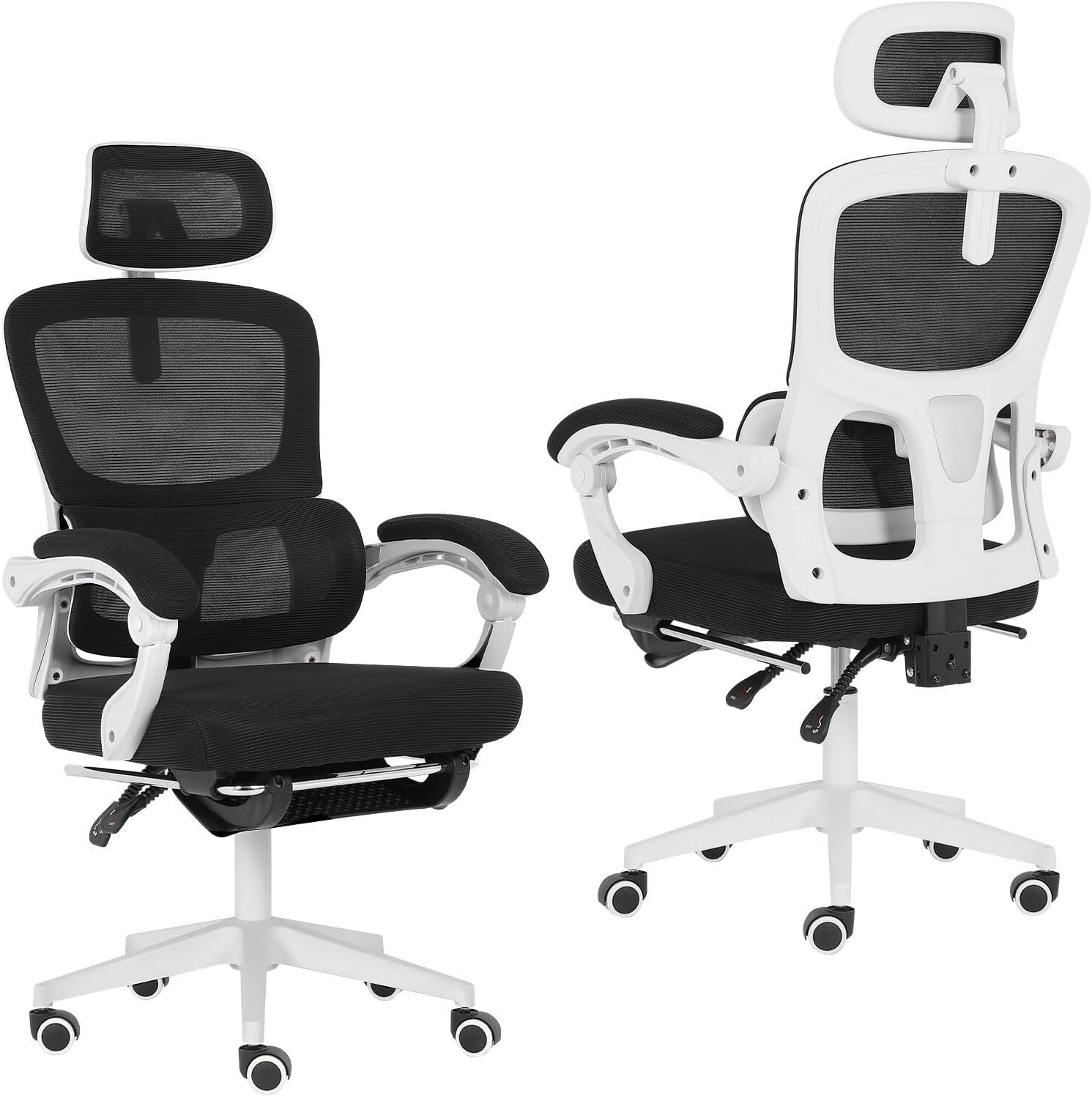 La Bella VELTRA Office Chair - Grey Ergonomic Mesh Desk Chair with Lumbar Support, Padded Armrests, Adjustable Headrest & Recline Function