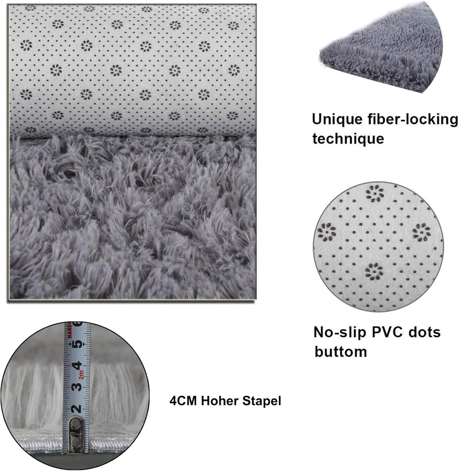 Large Area Rugs for Living Room Bedroom, Fluffy Soft Plush Carpet, Tie-Dyed Floor Gray Rug for Girls Kids Nursery Room Home Decor (White Gray, 160&times;200Cm) image number 5