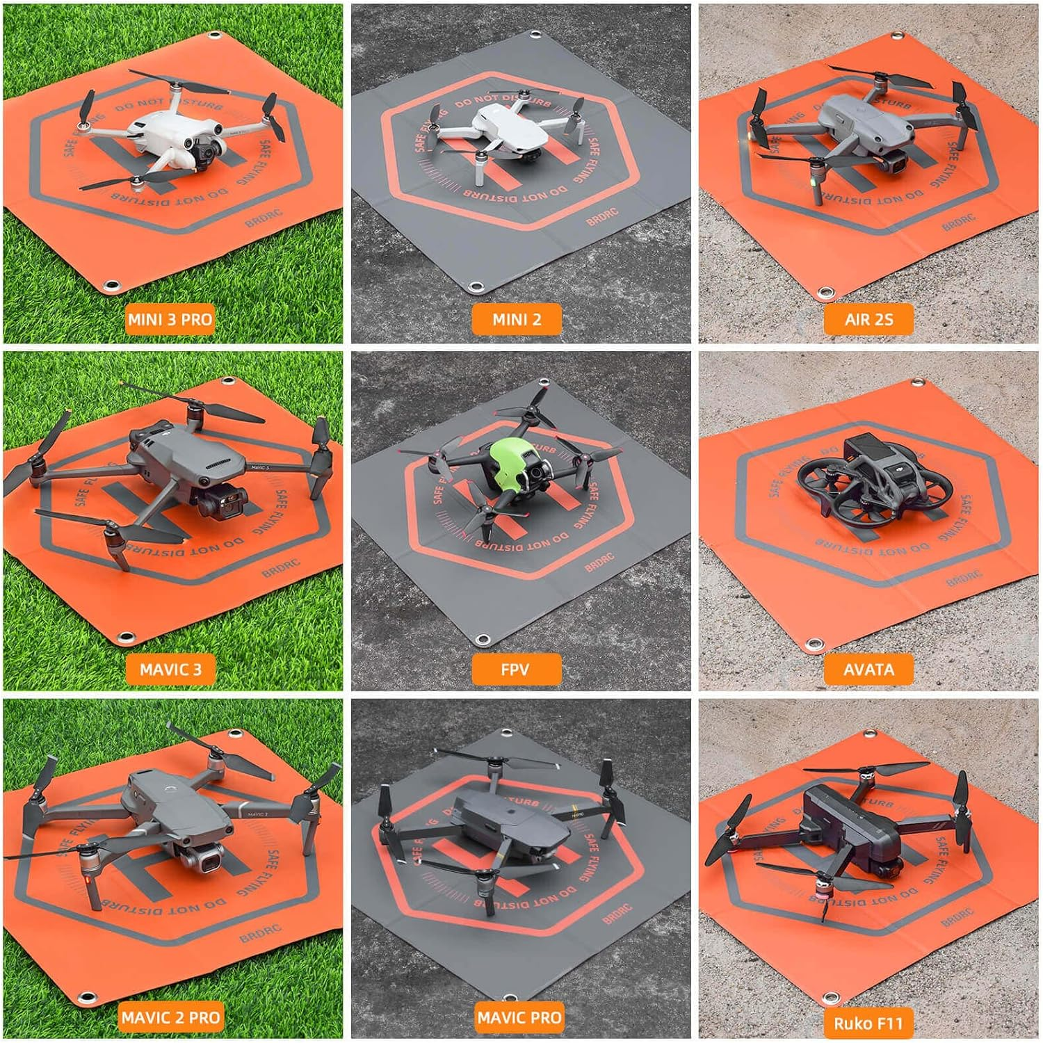 BRDRC 20" Drone Landing Pad - Universal Foldable Double-Sided Waterproof Helipad for DJI Mini 4 Pro/3/Air 3/2/Air 2S/Mavic 3/Spark/Holy Stone/Fimi X8SE/FPV Combo/Avata/Ruko/Autel image number 1
