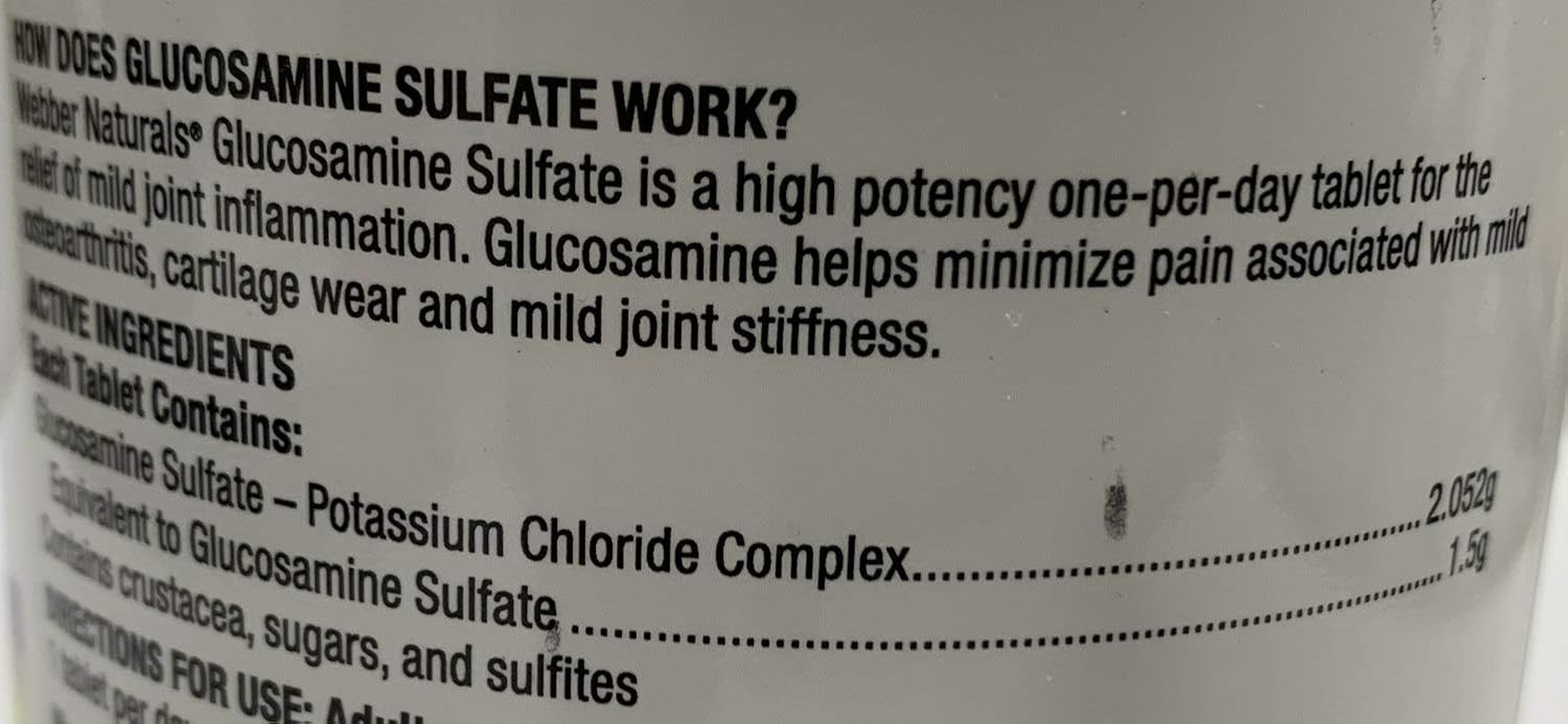 Webber Naturals Glucosamine Sulfate 1500Mg 180 Tablets Ultimate Joint Pain Relief
