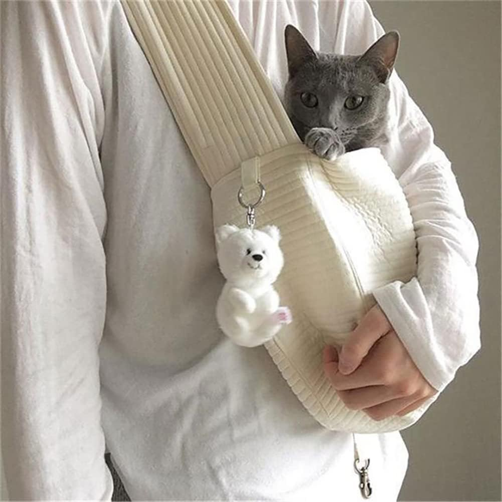 Dog Cat Sling Carrier Pet Foldable Carrying Bag Outdoor Travel Canvas Bag Shoulder Messenger Bag with Pockets Pet Supplies image number 6