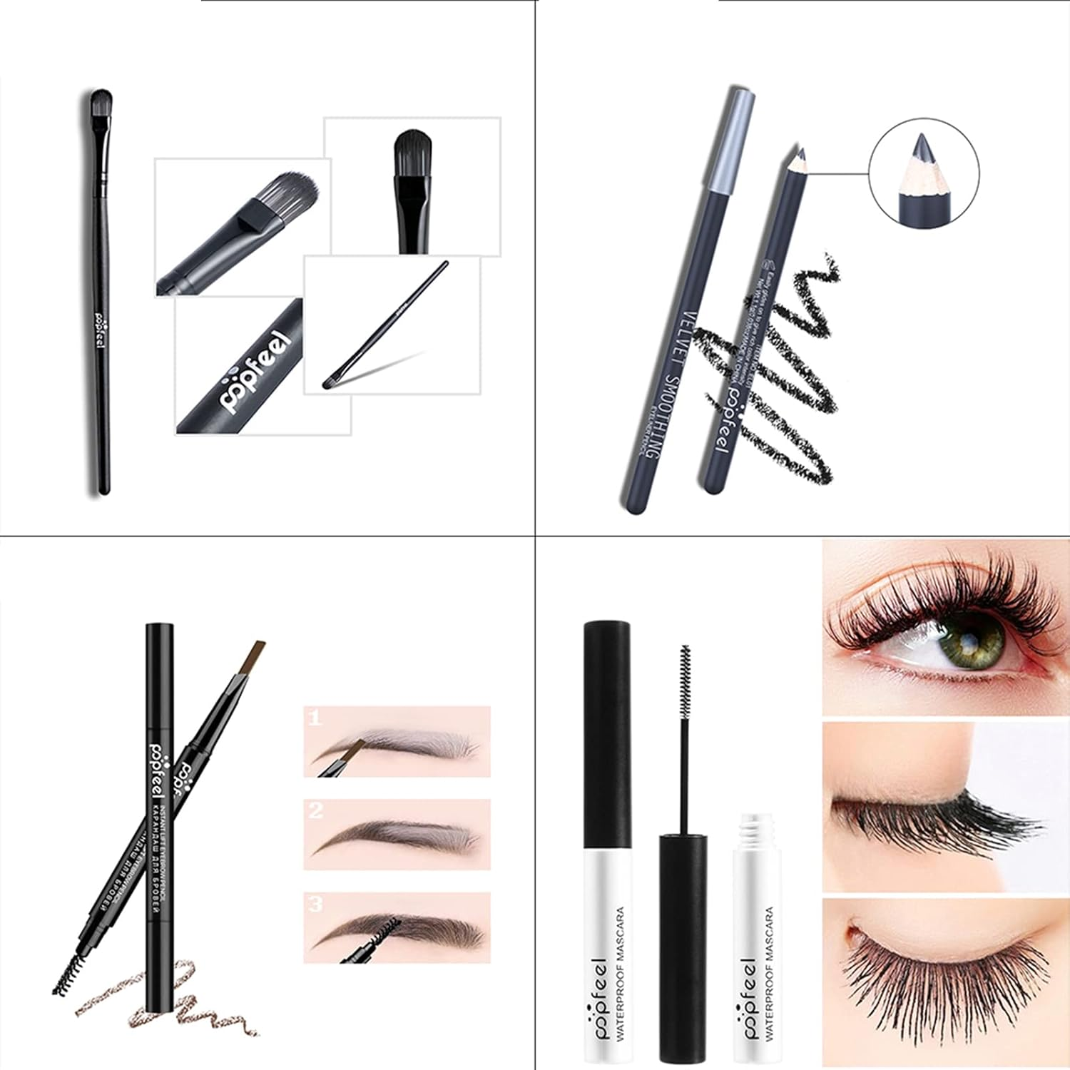 Enmart All-In-One Makeup Set for Women - Travel Cosmetic Starter Kit with Eyeshadow Palette, Mascara, Eyebrow Pencil, Brush - Essential Bundle image number 4