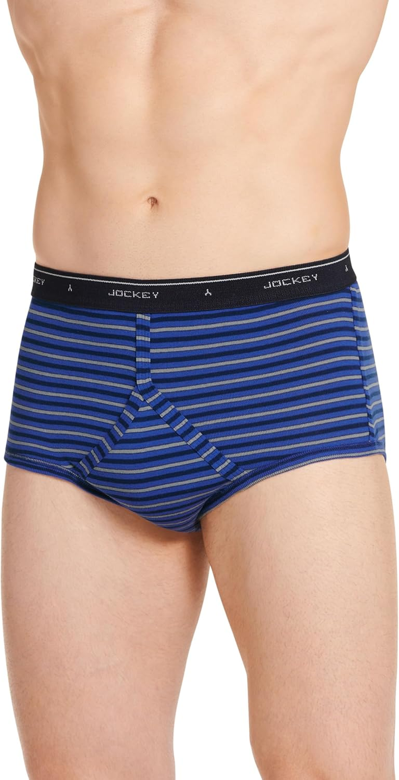 Jockey Men'S Underwear Classic Full Rise Brief - 3 Pack, Black Stripe/Red Apple/Blue Stripe, 32 image number 5