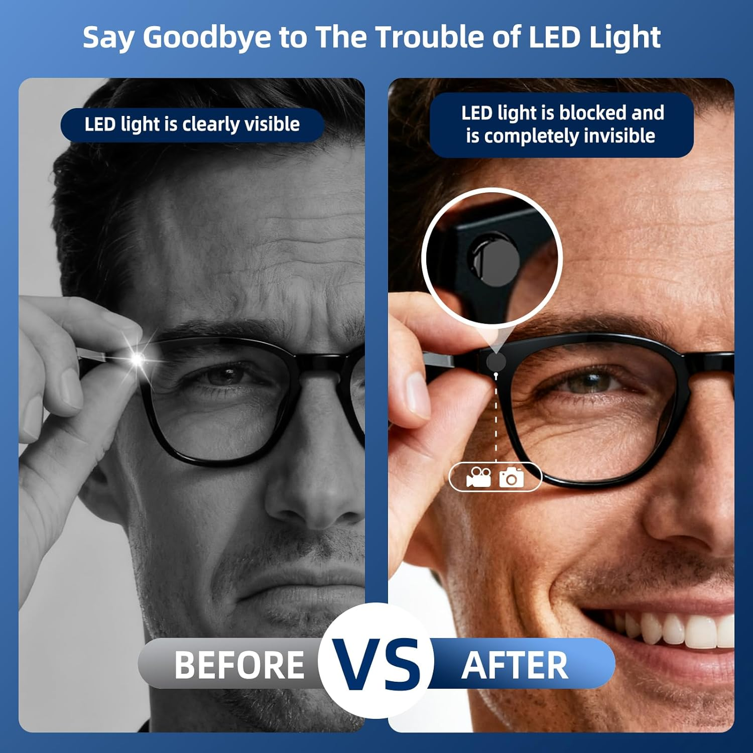 Duhesin LED Light Blocker Cover for Ray Ban Meta Glasses Accessories, Completely Blocked and Invisible, Compatible with Way-Farer, Skyler, Oakley and Headliner AI Smart Glasses - 4 Pieces image number 1