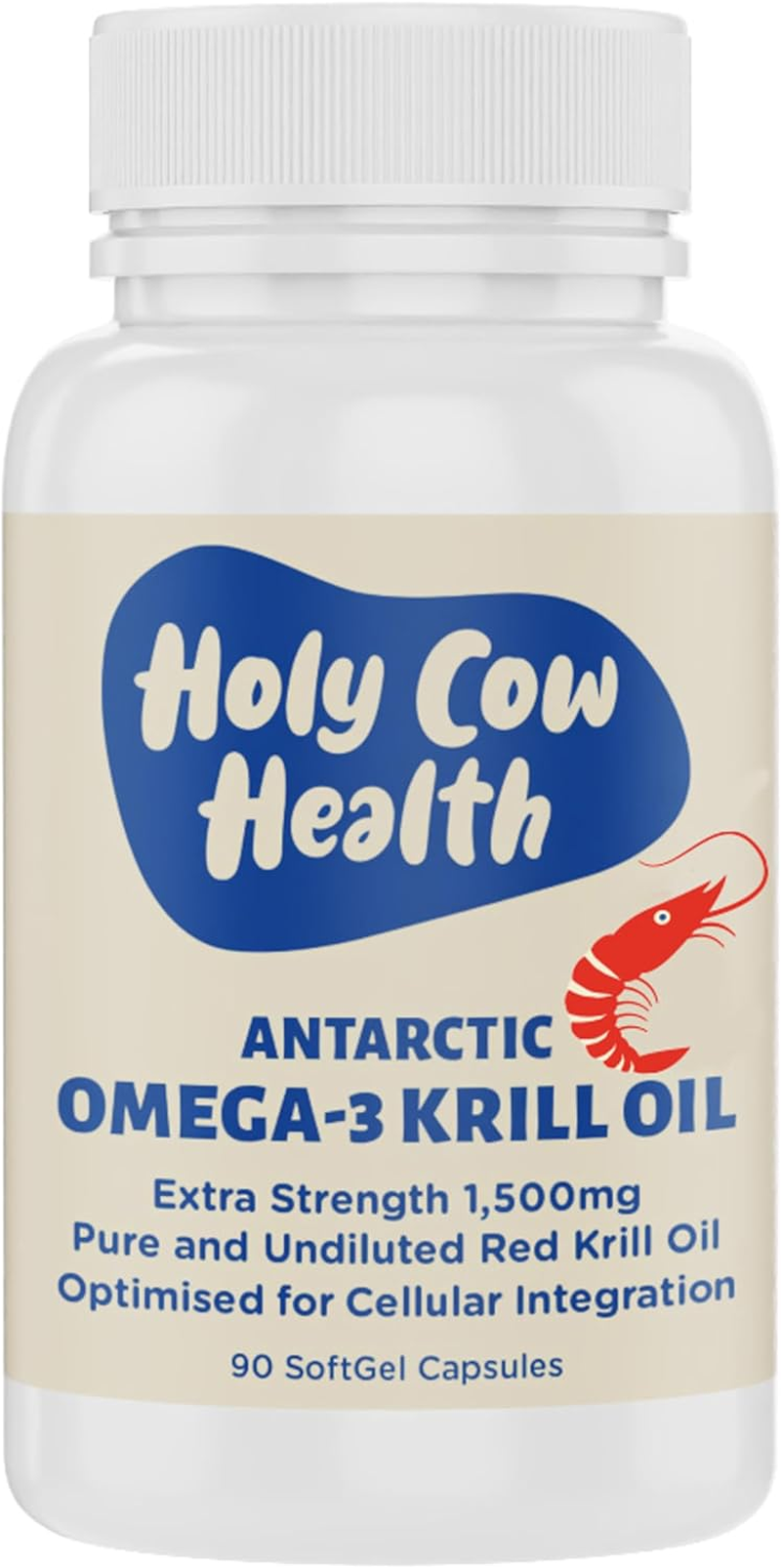 Krill Oil Capsules by Holy Cow Health - Extra Strength 1,500Mg Pure Omega-3 Red Krill Oil from the Antarctic Ocean - Optimised for Cellular Integration image number 2