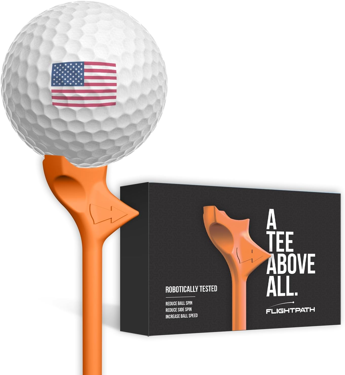 FLIGHTPATH Premium Golf Tees - Durable Plastic Golf Tees Designed to Enhance Golf Shot Distance & Precision - Robotically Tested to Reduce Ball Spin - USGA Approved Golf Equipment