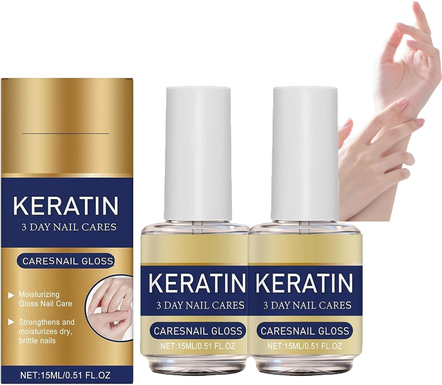 Keratin 3 Day Nail Care Oil,Daily Keratin Caring Cuticle Serum, Active Gloss Nails Polish,Thickness Hard Growth Oil,Moisturizes Strengthening Damaged Weak Dry Cracked Brittle (4Pcs)