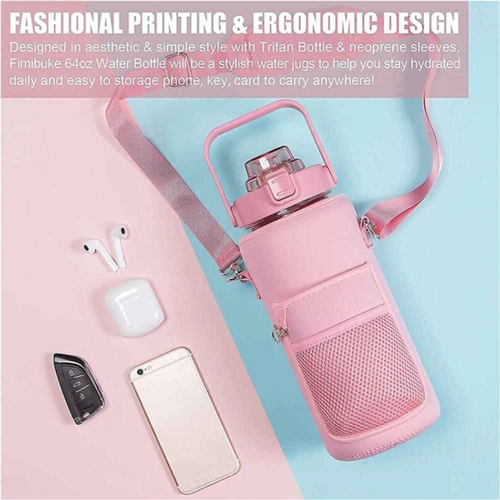 2L/64OZ Water Bottle Cover with Strap Drink Sport Cup Case Pouch Carrier Holder Purple image number 4