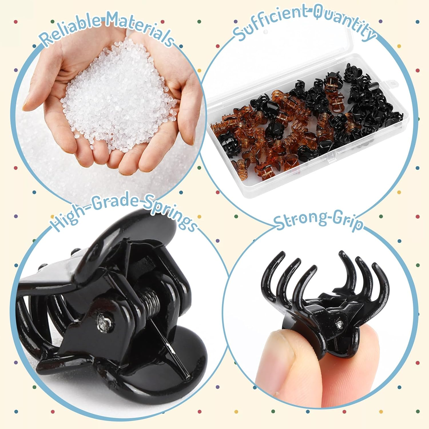 Pack of 50 Small Hair Clips, Mini Non-Slip Hair Clips, Plastic Hair Clips, Hair Clips for Girls Women (Black, Brown) image number 5