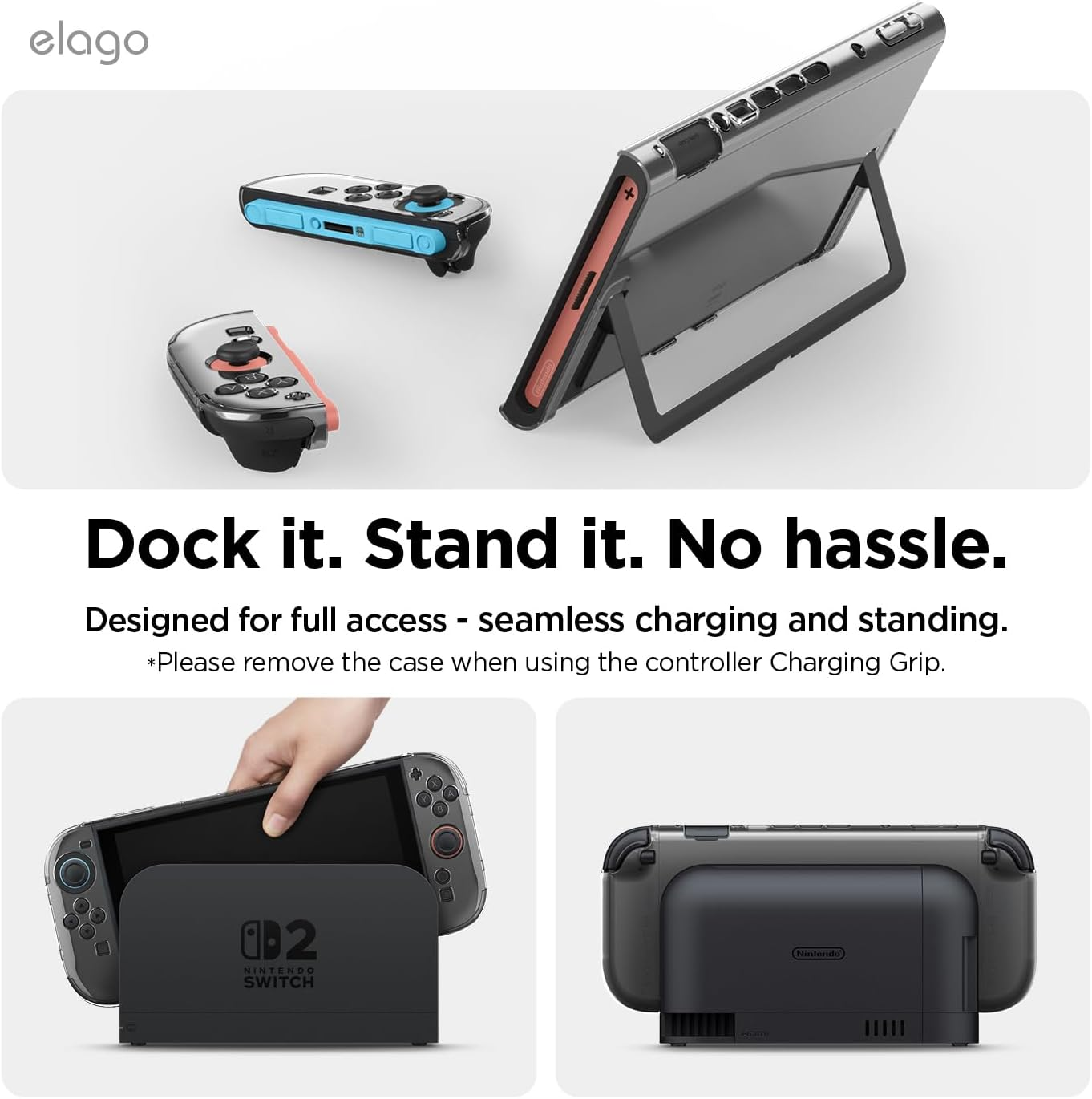 Elago Clear PC Case Compatible with Nintendo Switch 2, Hard PC Shell Cover, Shock Resistant, Full Body Protection, Comfortable Grip, Anti-Scratch (Transparent) image number 2