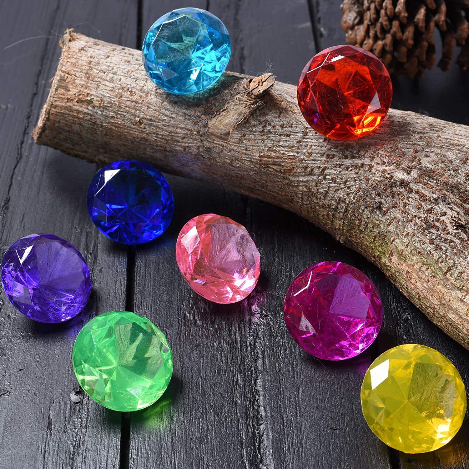 Diving Gem Pool Toy Colorful 6 Big Diamond Set with Treasure Pirate Box Summer Swimming Gem Diving Teaching Toy Sinking Gem Pool Toy image number 4