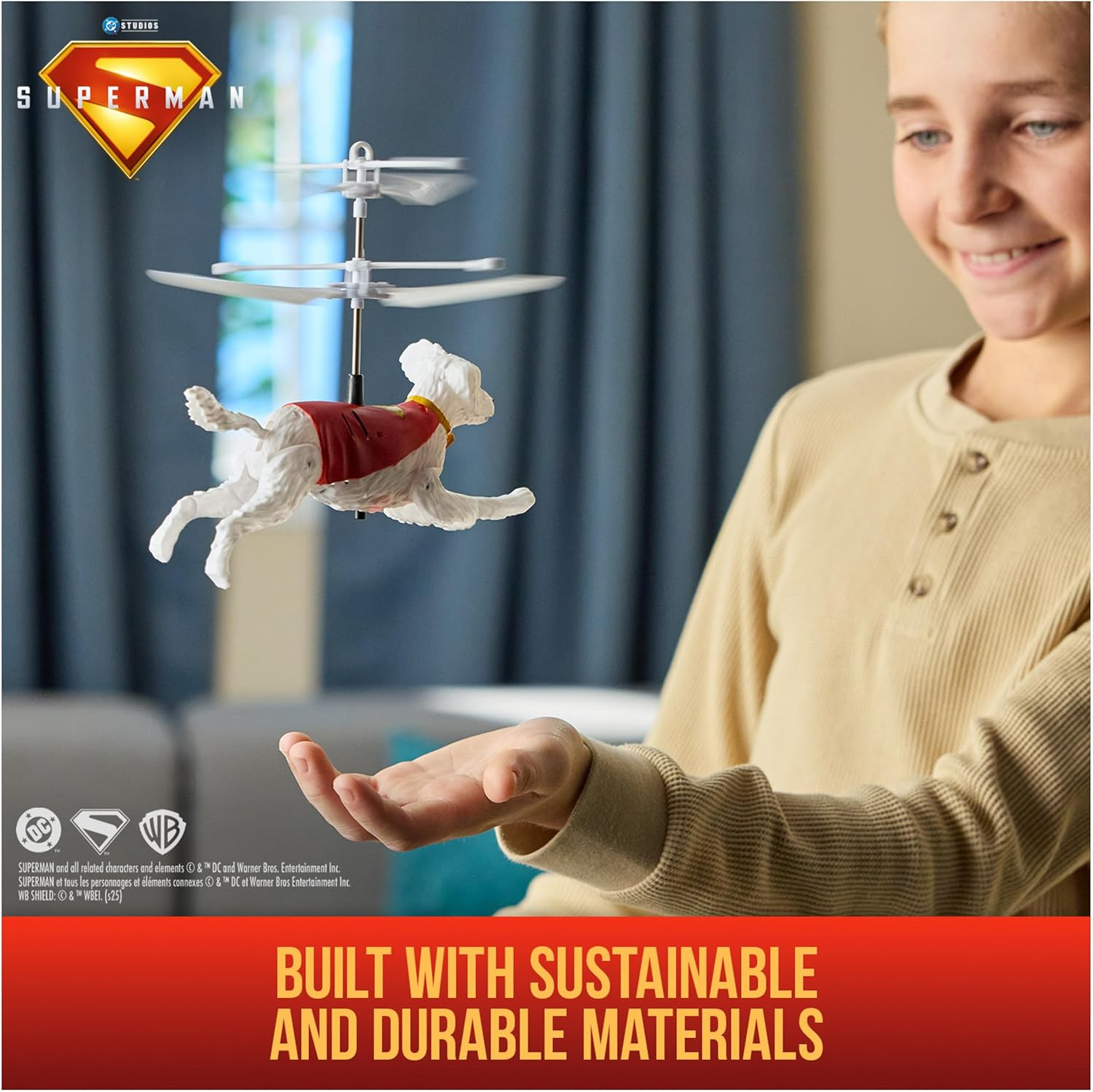 DC Comics, Superman up in the Sky! Flying Krypto, RC Toys and Remote Control Toys for Kids, 19-Cm Hovering Superdog, for Ages 4 and Up image number 1