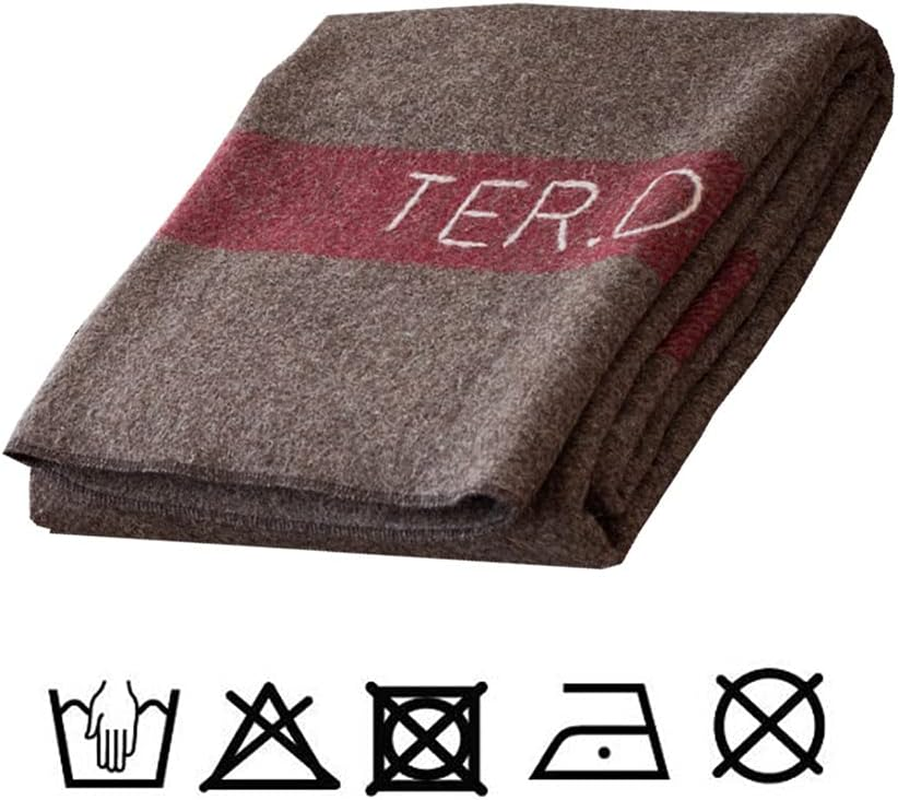 JQZ 100% Wool Blanket 4.5 LBS Swiss Army Military Reproduce Warm Thick Washable 59" X 80" Great for Camping Outdoors Sporting Events Survival & Emergency Kits