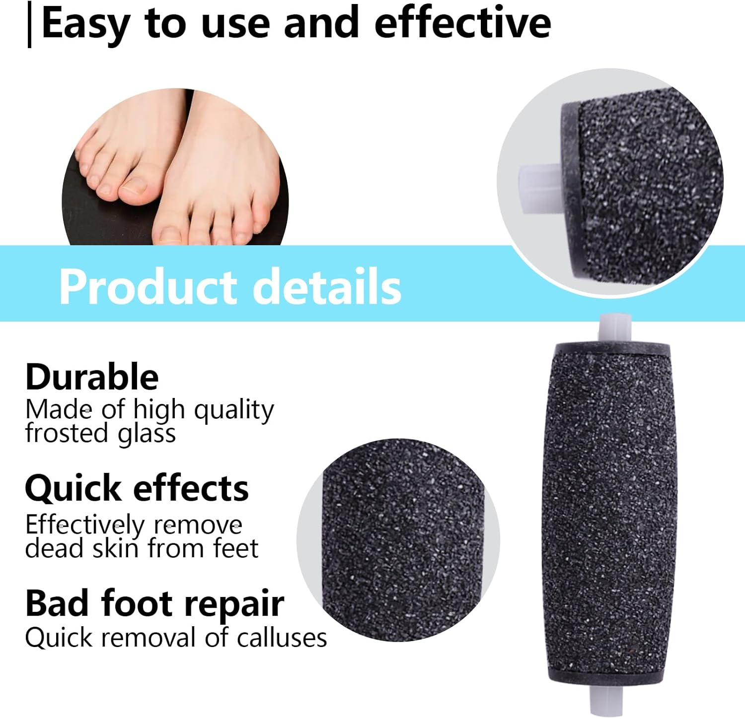 SUNNIFLY Pack of 12 Callus Remover Replacement Rollers for Scholl Velvet Smooth, for Removing Calluses and Calluses for Effective Foot Care, Coarse and Medium Coarse Replacement Heads image number 5