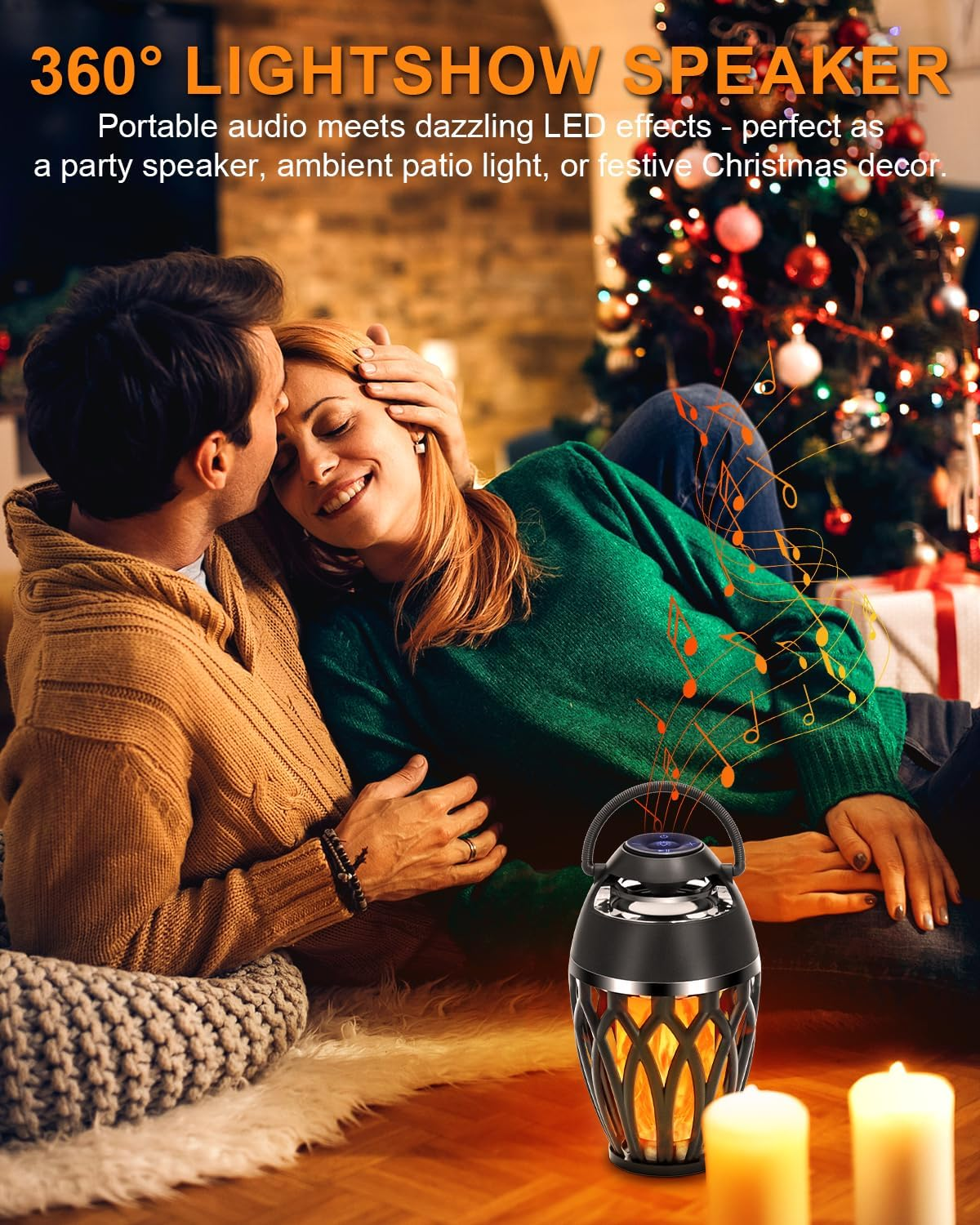 Vanten 2 Packs Outdoor Bluetooth 5.0 Speakers, LED Flame Speaker, IPX5 Waterproof Torch Atmosphere Speaker, Gifts for Men Women, Decorations for Party Garden Home Patio - 1 Pack image number 4