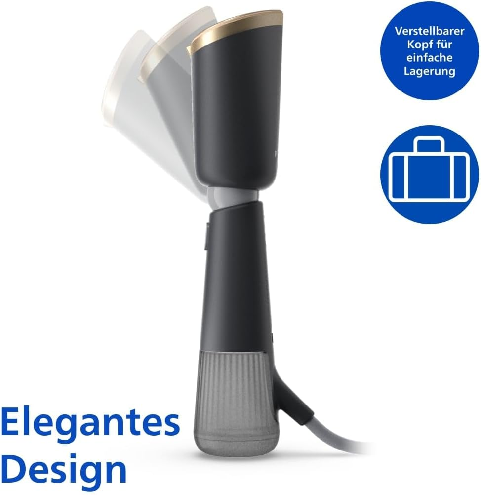 Philips Hand Steamer 5000 Series - Stylish and Compact, Adjustable Head, Fast Temperature Rise, Eco and Max Settings, Use on All Fabrics, Accessories, Charcoal Grey (STH5030/80) image number 6